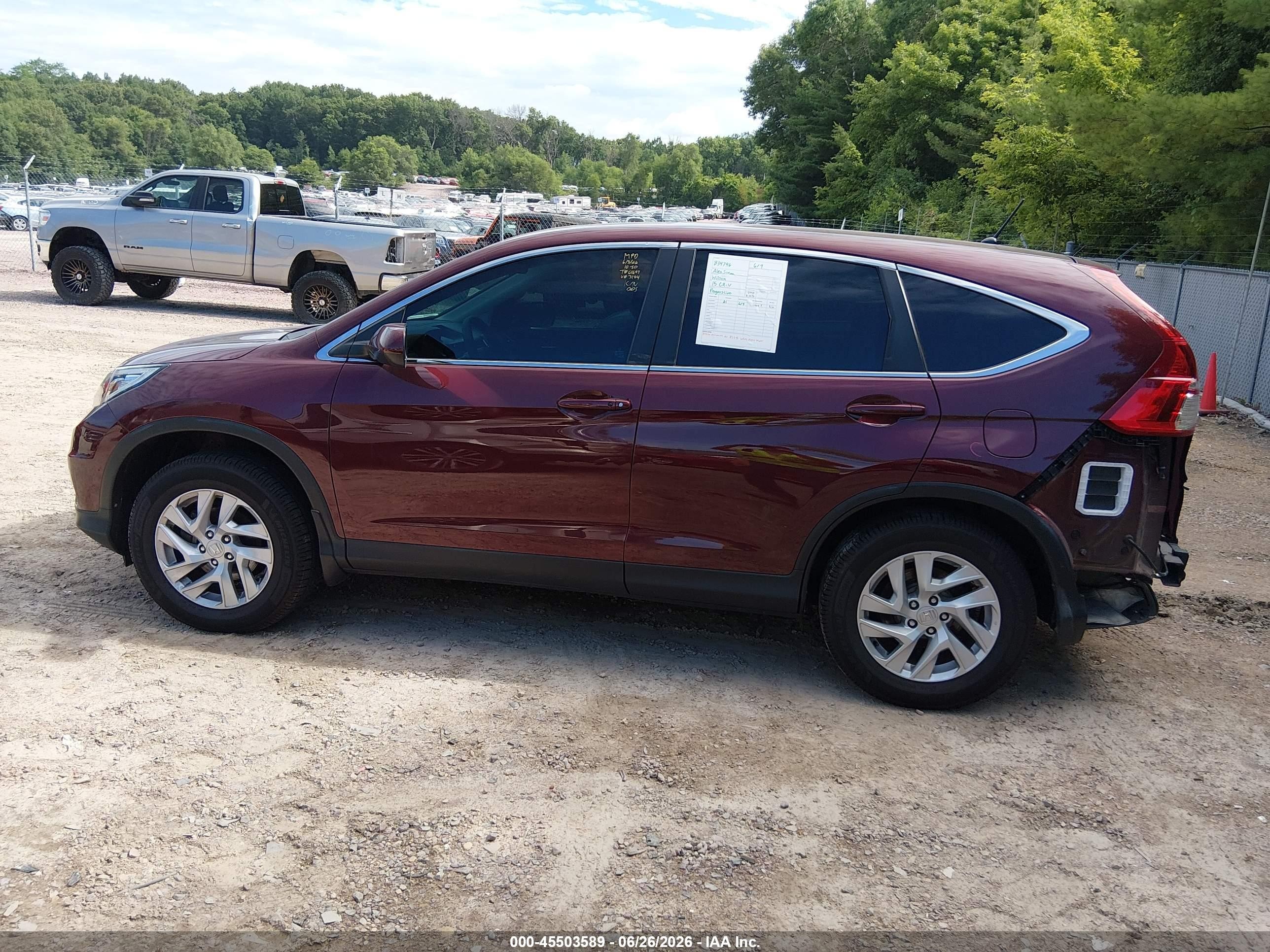 2015 Honda Cr-v Ex Burgundy vin: 5J6RM4H51FL113184