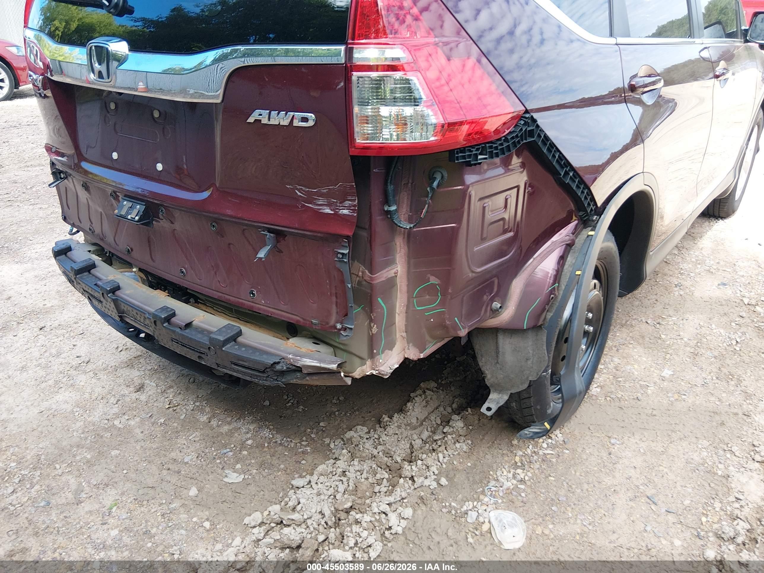 2015 Honda Cr-v Ex Burgundy vin: 5J6RM4H51FL113184