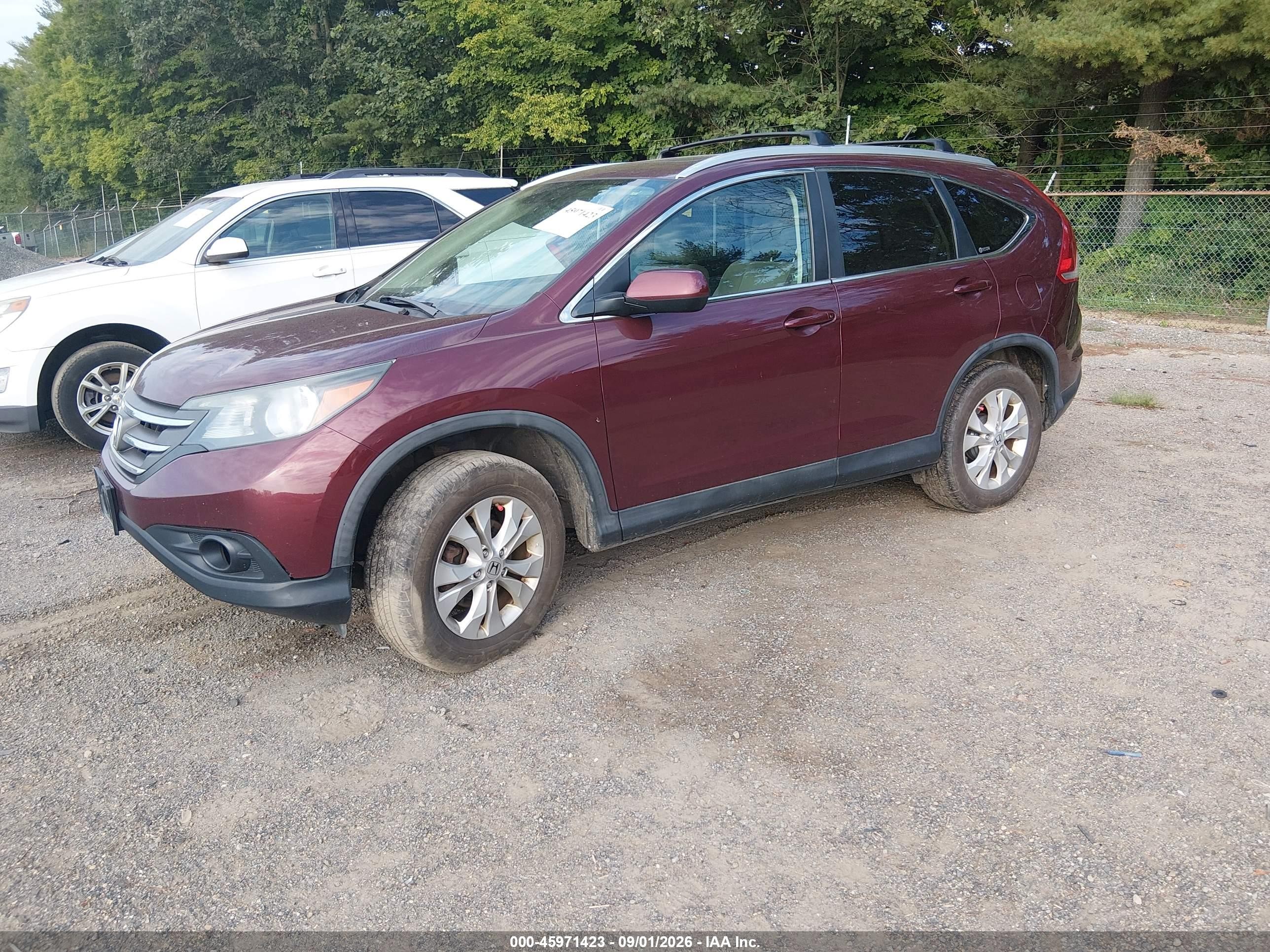2012 Honda Cr-v Ex Burgundy vin: 5J6RM4H52CL045490