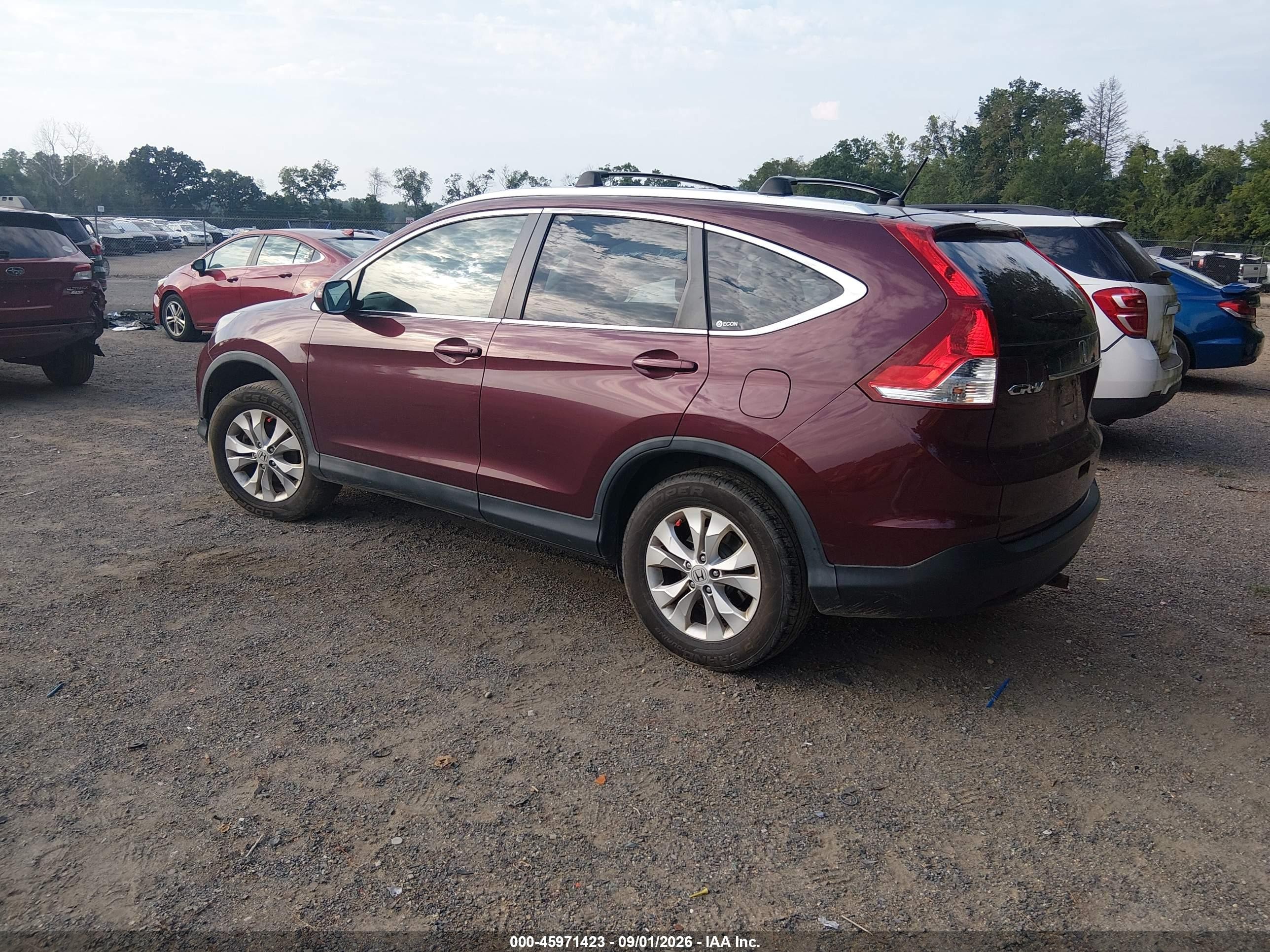 2012 Honda Cr-v Ex Burgundy vin: 5J6RM4H52CL045490