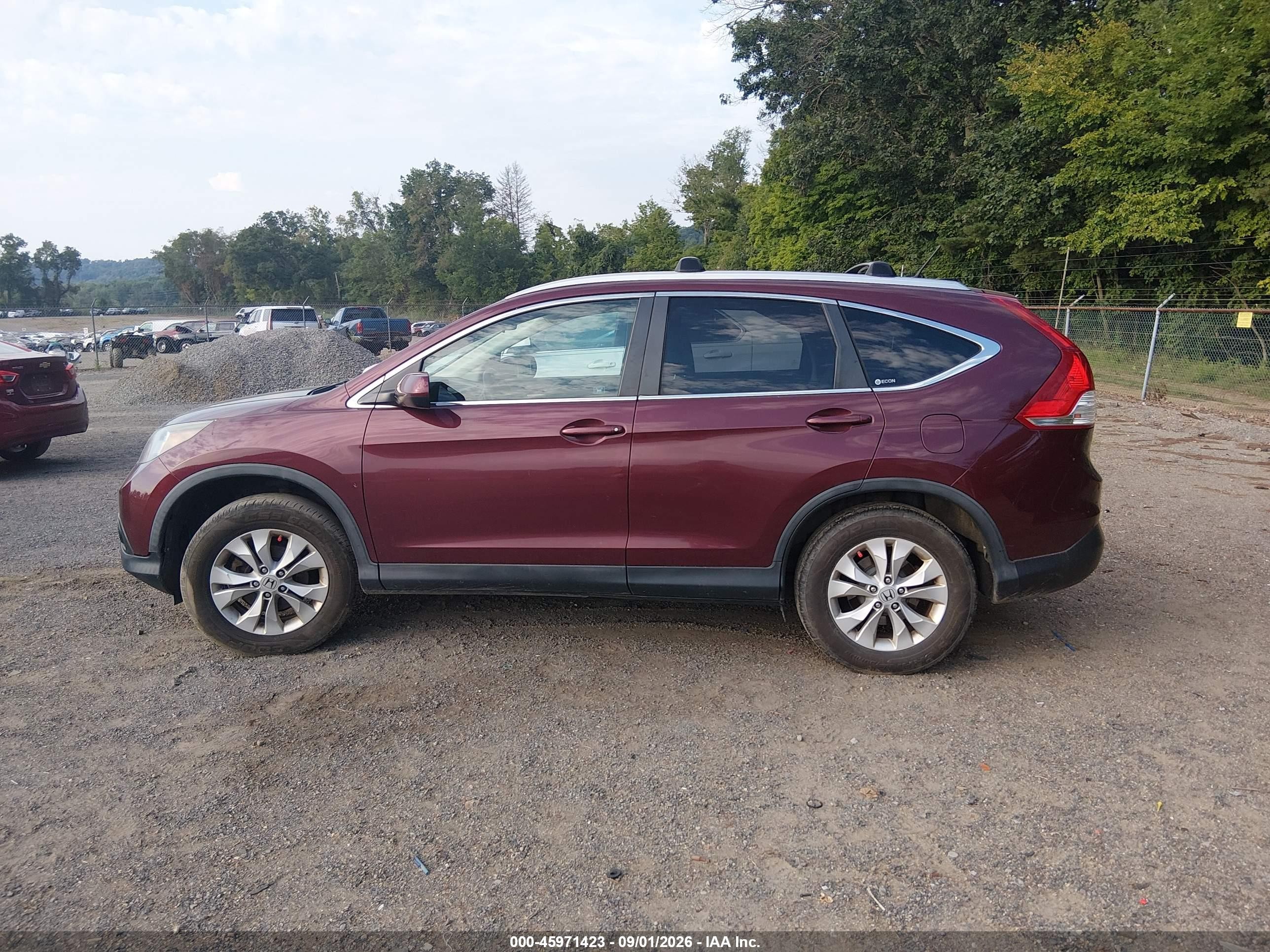 2012 Honda Cr-v Ex Burgundy vin: 5J6RM4H52CL045490