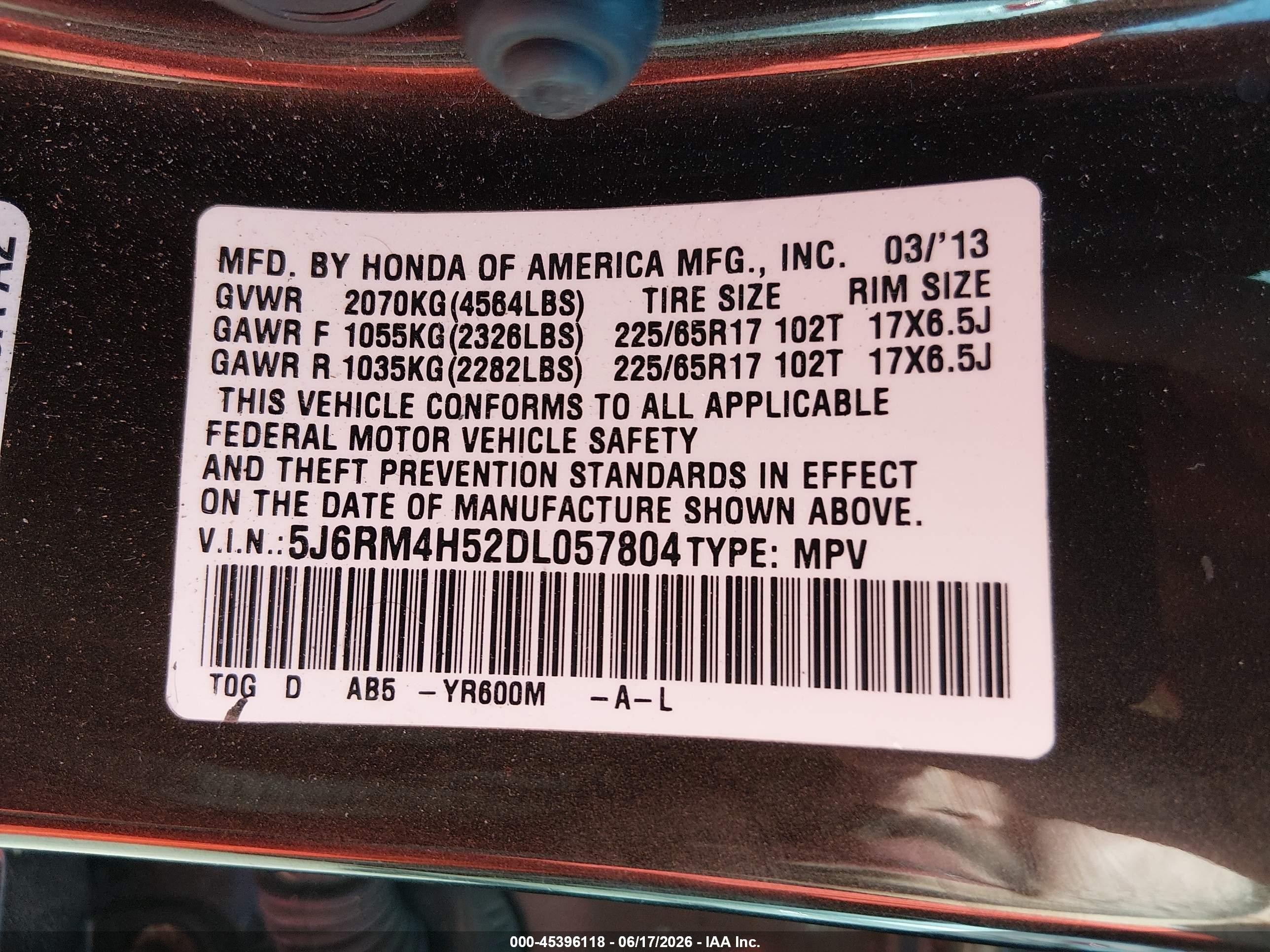 2013 Honda Cr-v Ex Black vin: 5J6RM4H52DL057804