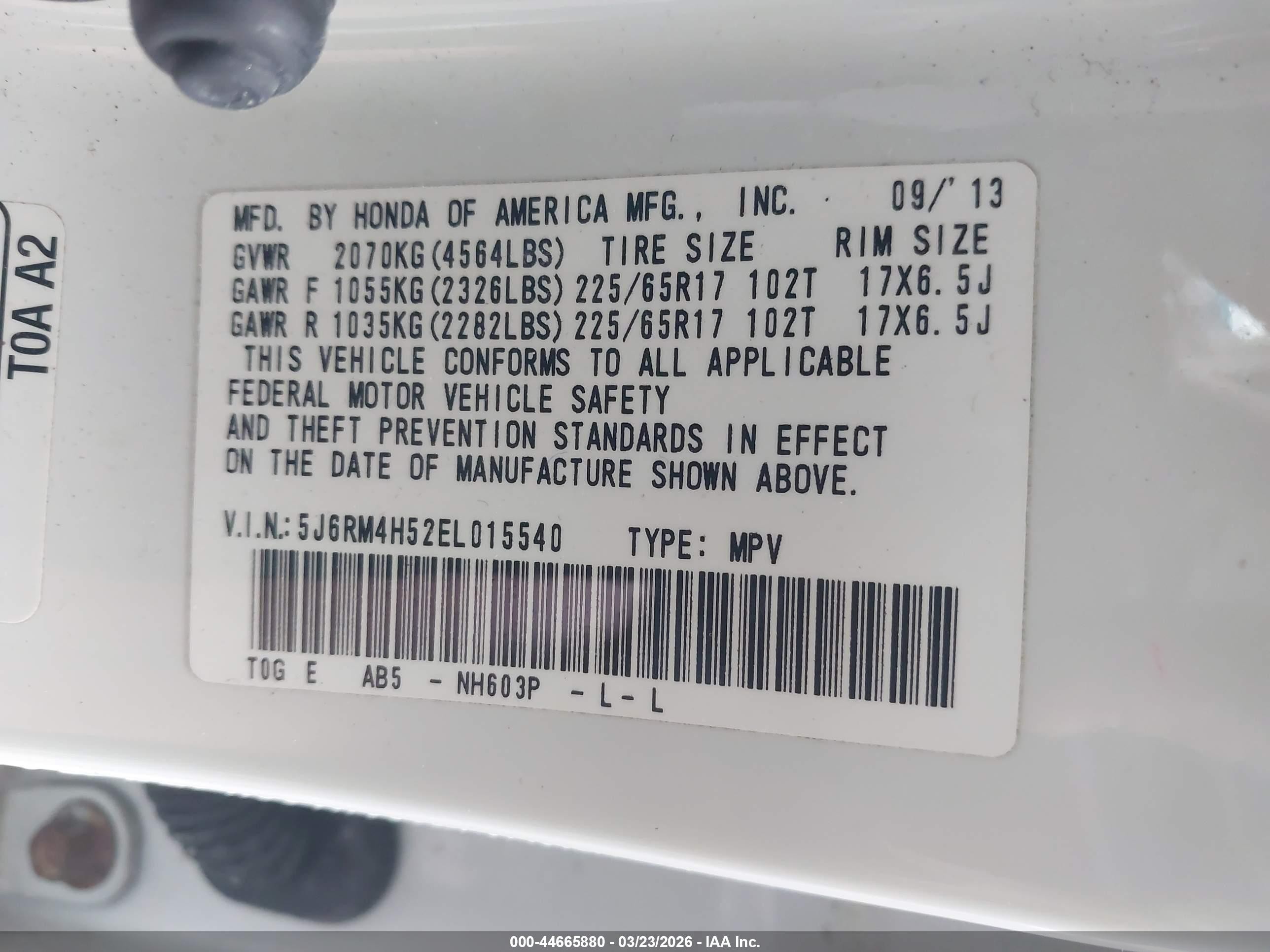 2014 Honda Cr-v Ex Белый vin: 5J6RM4H52EL015540