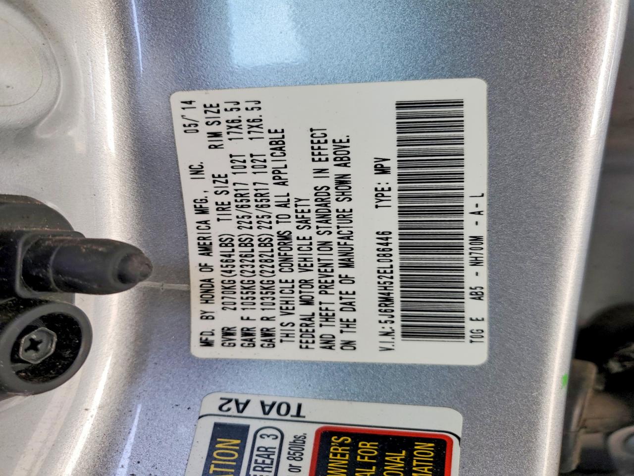 2014 Honda Cr-v Ex Silver vin: 5J6RM4H52EL086446