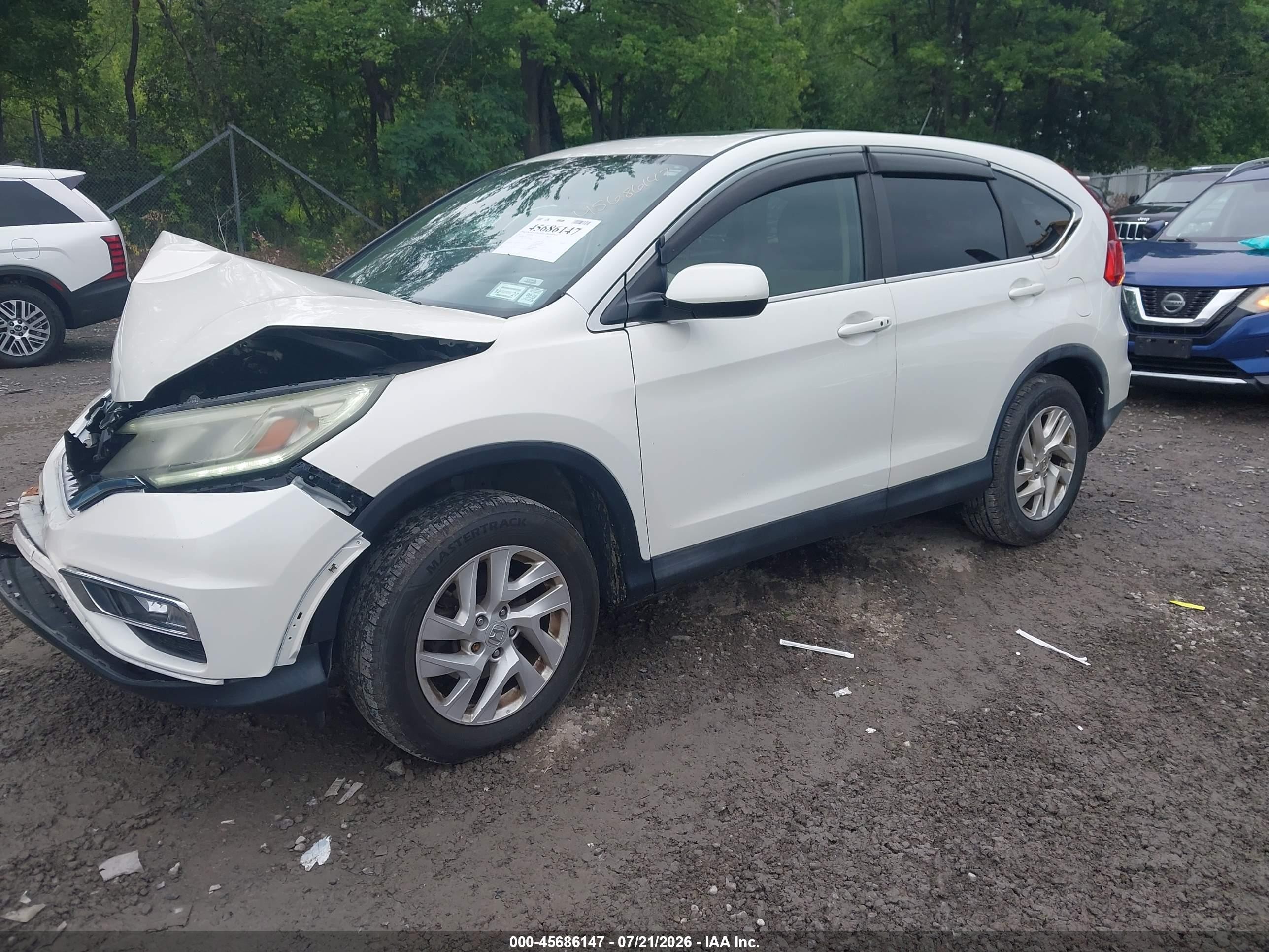 2015 Honda Cr-v Ex White vin: 5J6RM4H52FL009917
