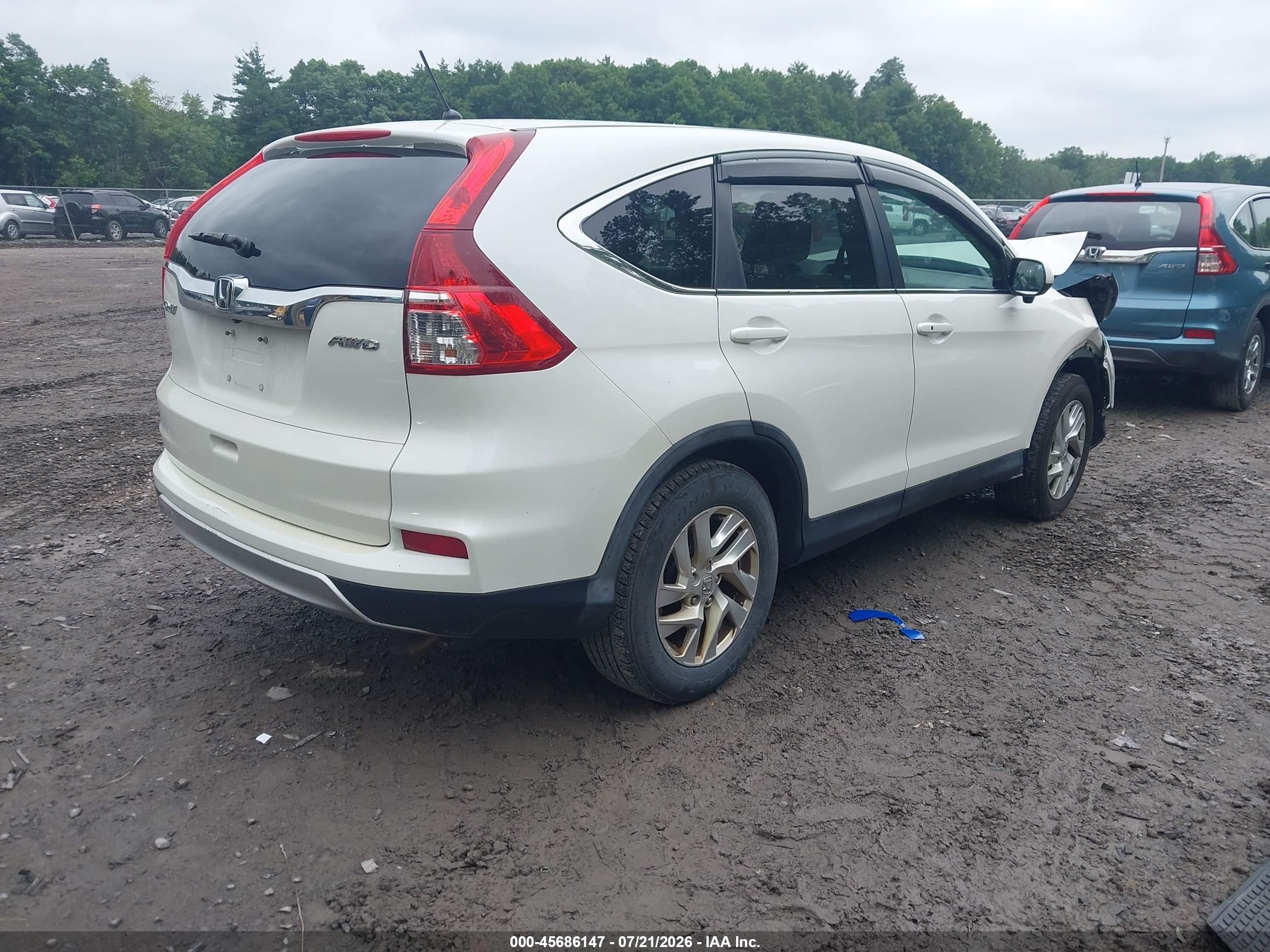 2015 Honda Cr-v Ex White vin: 5J6RM4H52FL009917