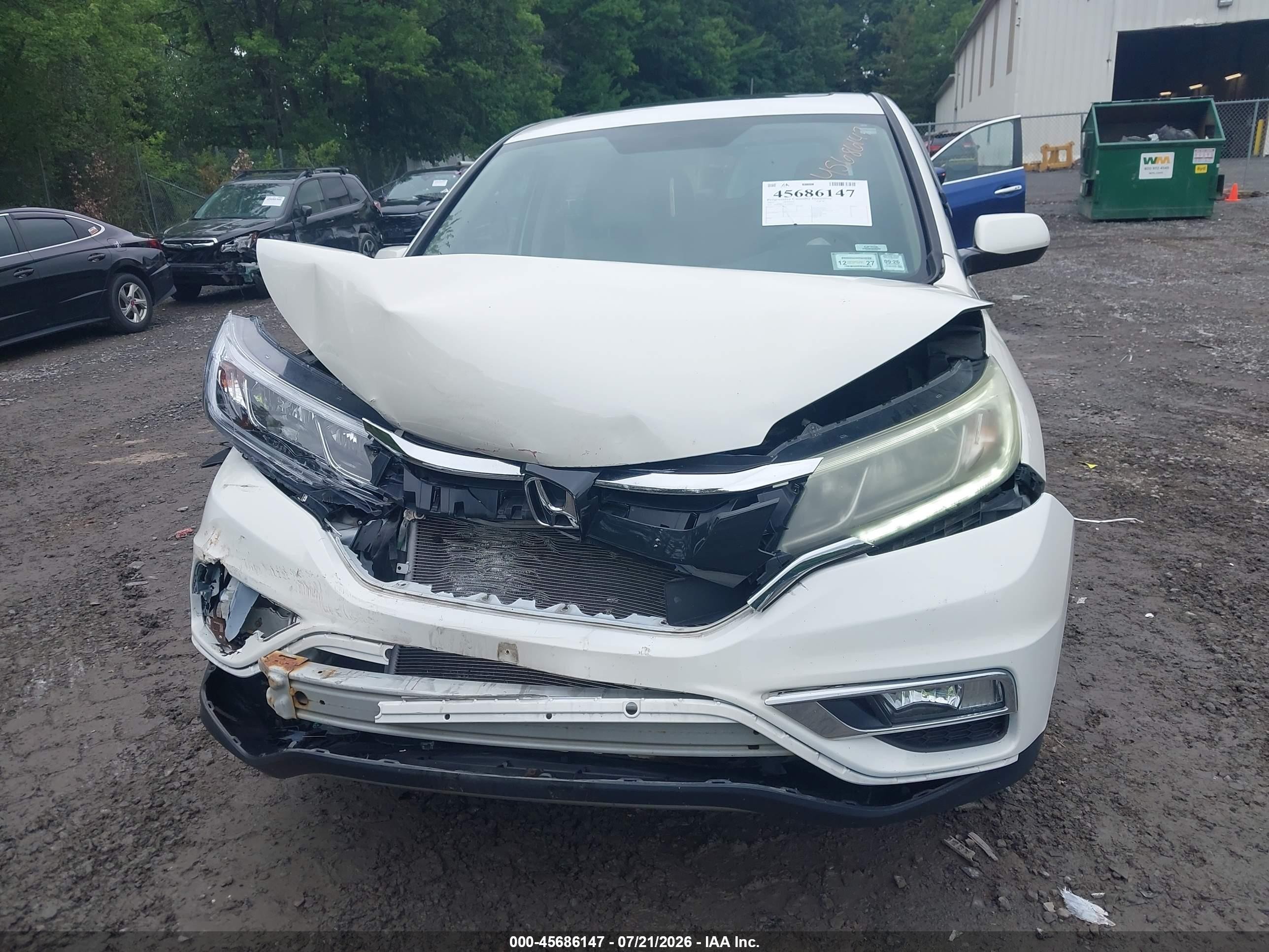 2015 Honda Cr-v Ex White vin: 5J6RM4H52FL009917