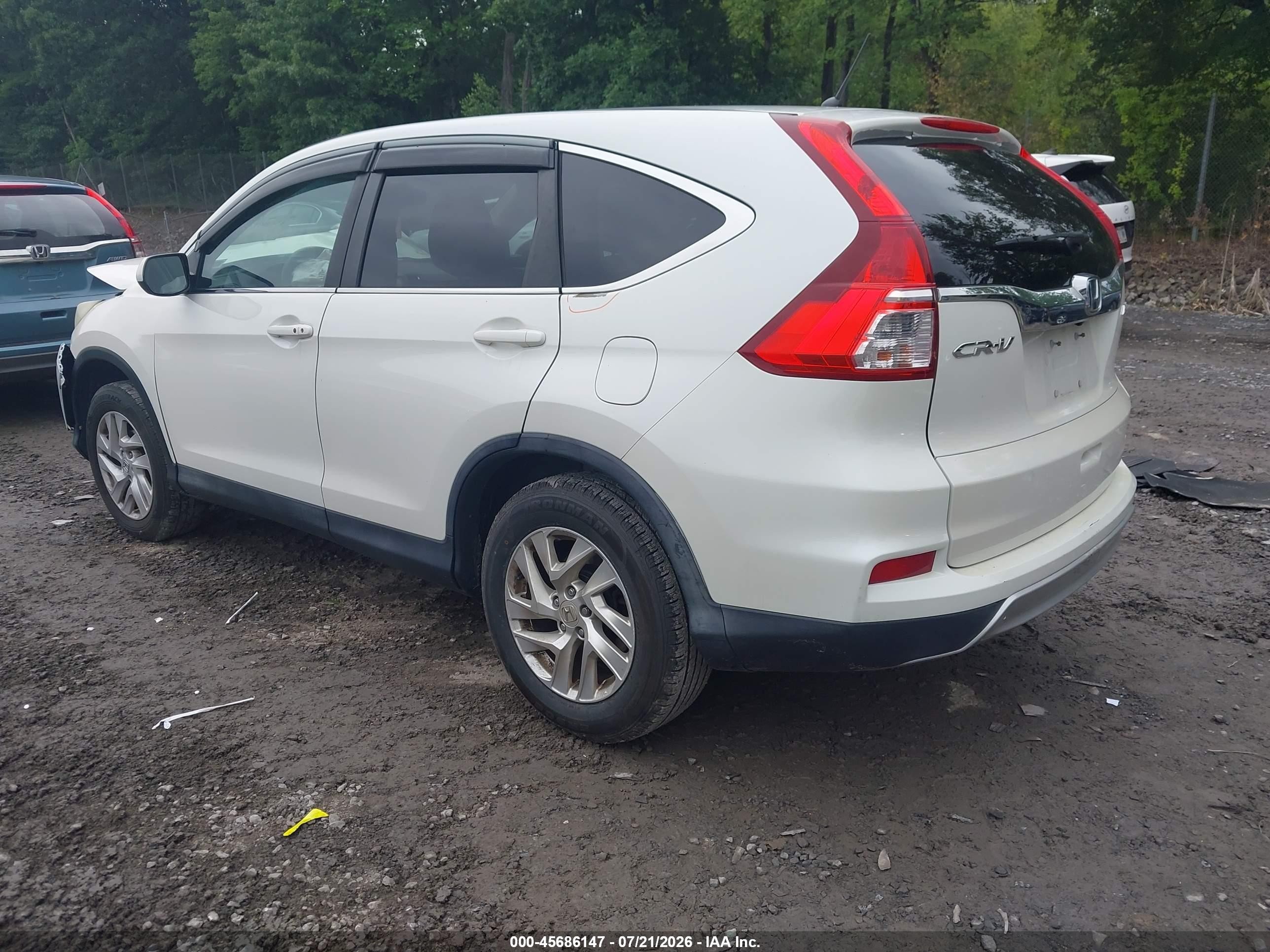2015 Honda Cr-v Ex White vin: 5J6RM4H52FL009917