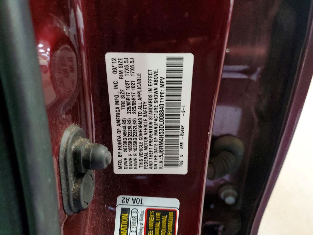 2013 Honda Cr-v Ex Бордовый vin: 5J6RM4H53DL008840