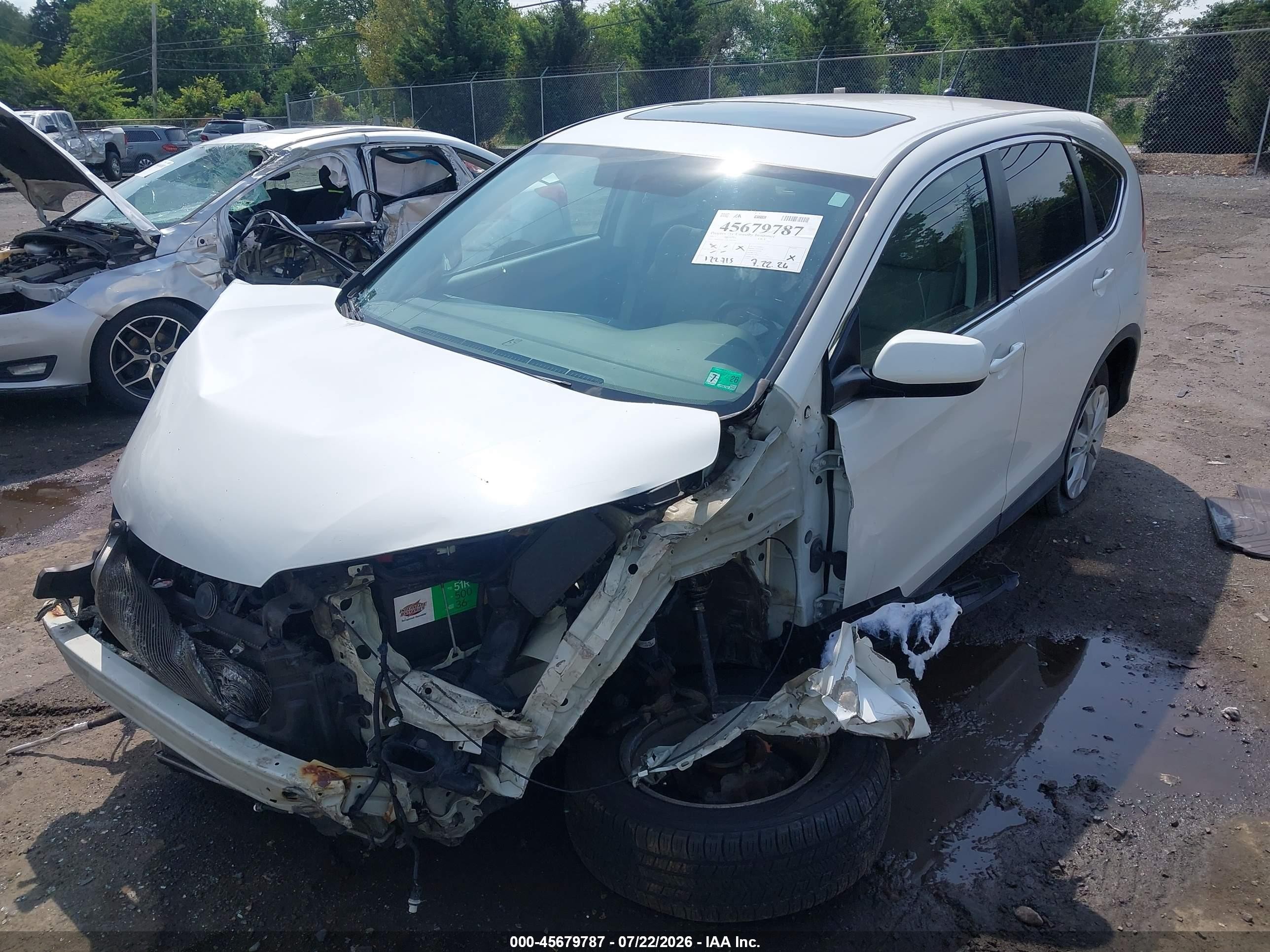 2013 Honda Cr-v Ex White vin: 5J6RM4H53DL018106