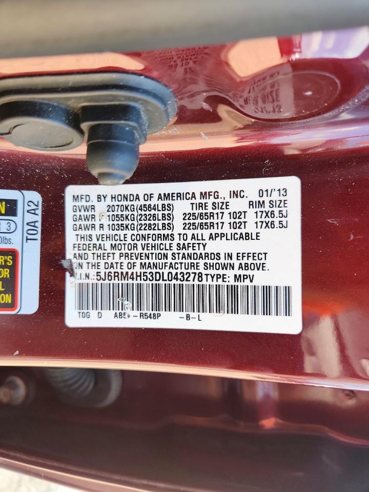 2013 Honda Cr-v Ex Maroon vin: 5J6RM4H53DL043278