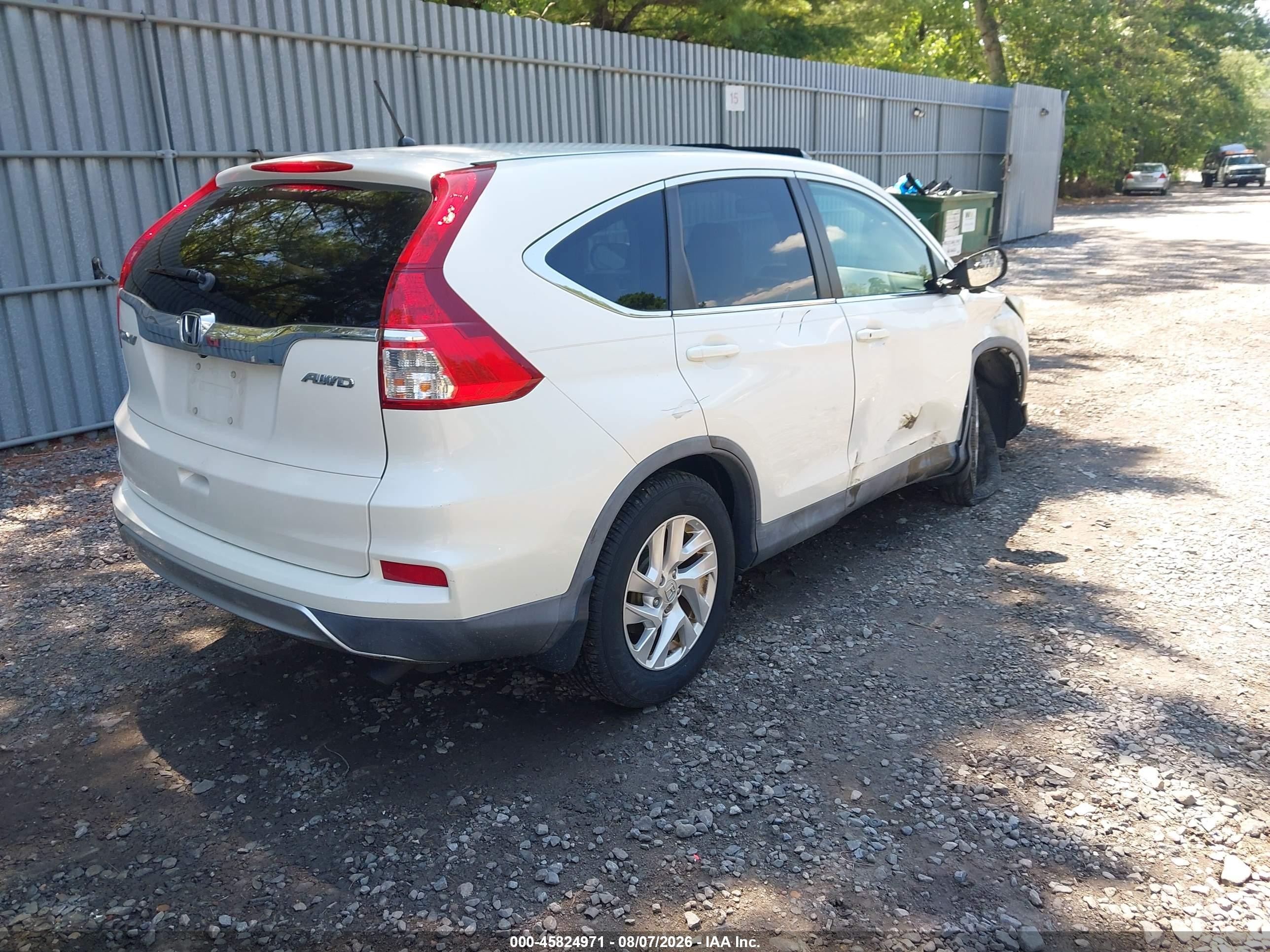 2015 Honda Cr-v Ex White vin: 5J6RM4H53FL073013