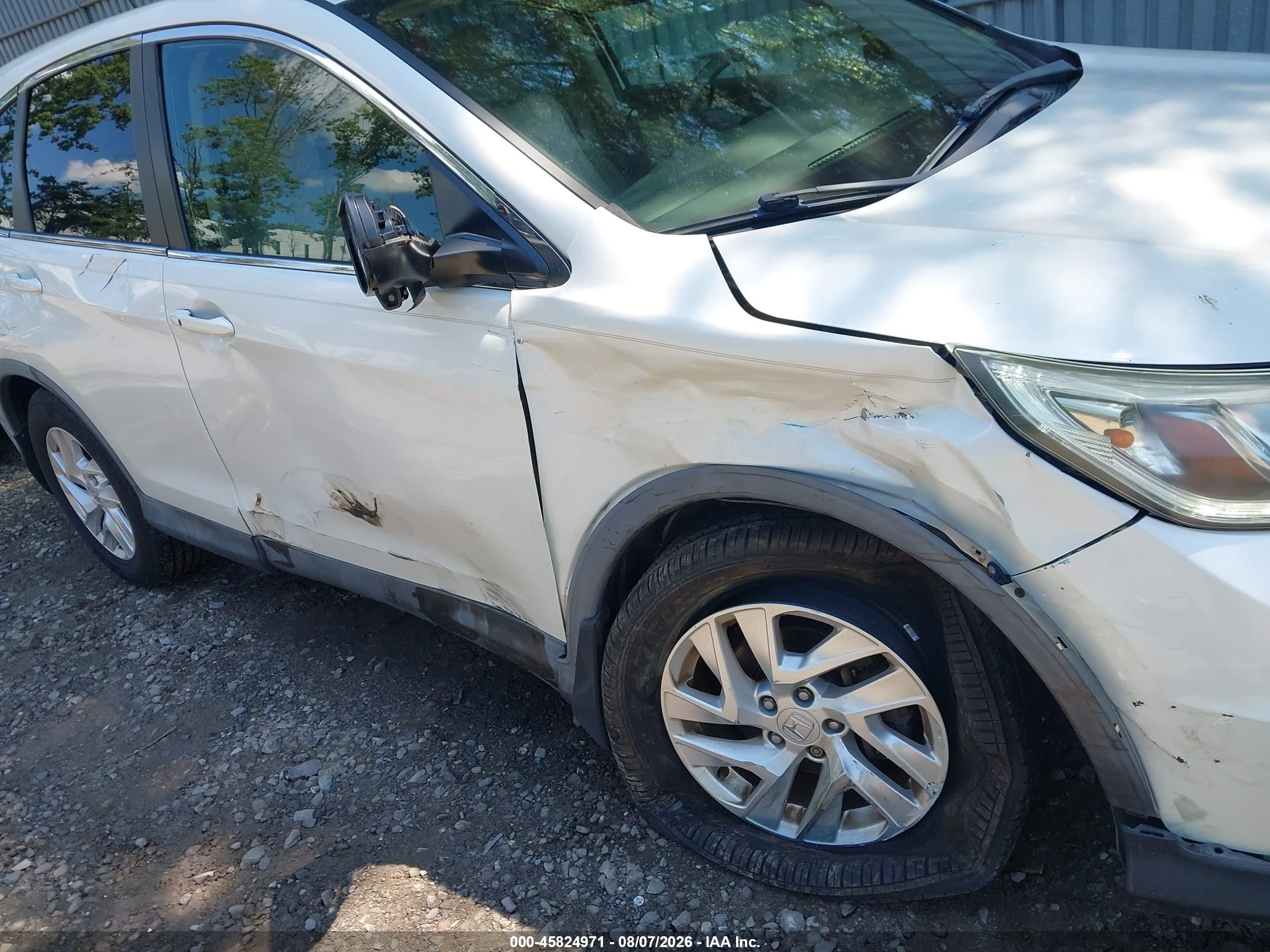 2015 Honda Cr-v Ex White vin: 5J6RM4H53FL073013