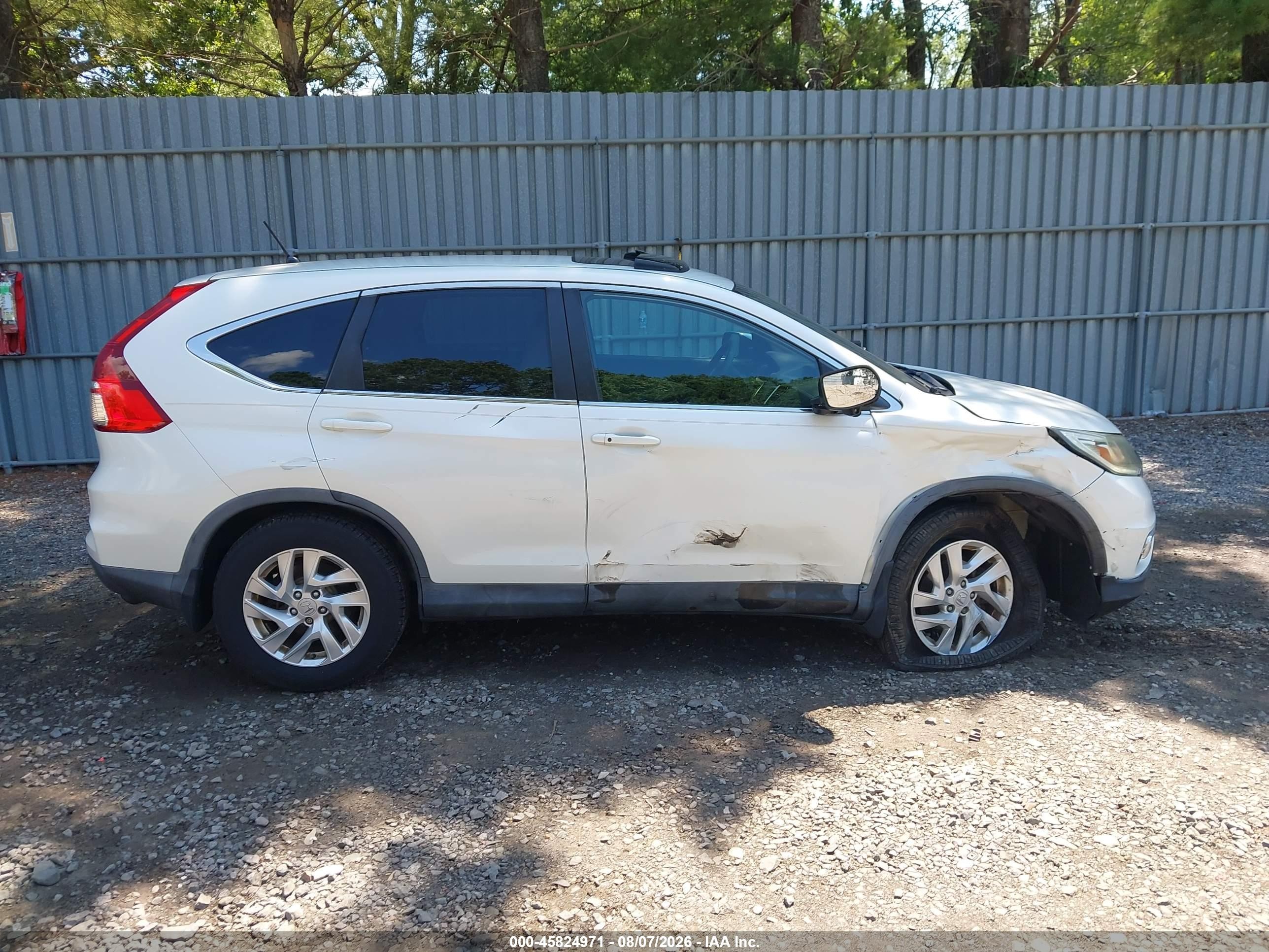2015 Honda Cr-v Ex White vin: 5J6RM4H53FL073013