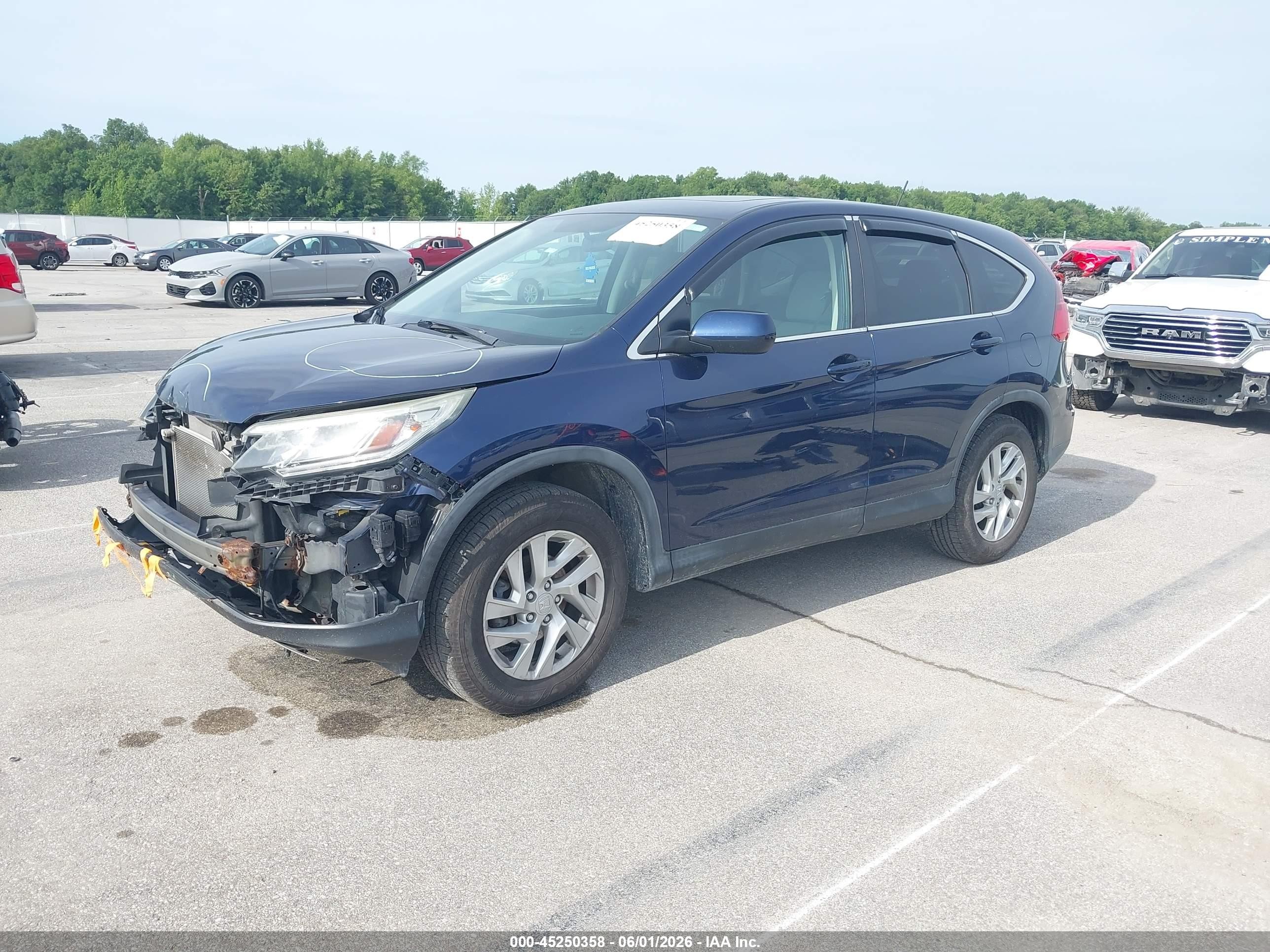 2015 Honda Cr-v Ex Blue vin: 5J6RM4H53FL098980