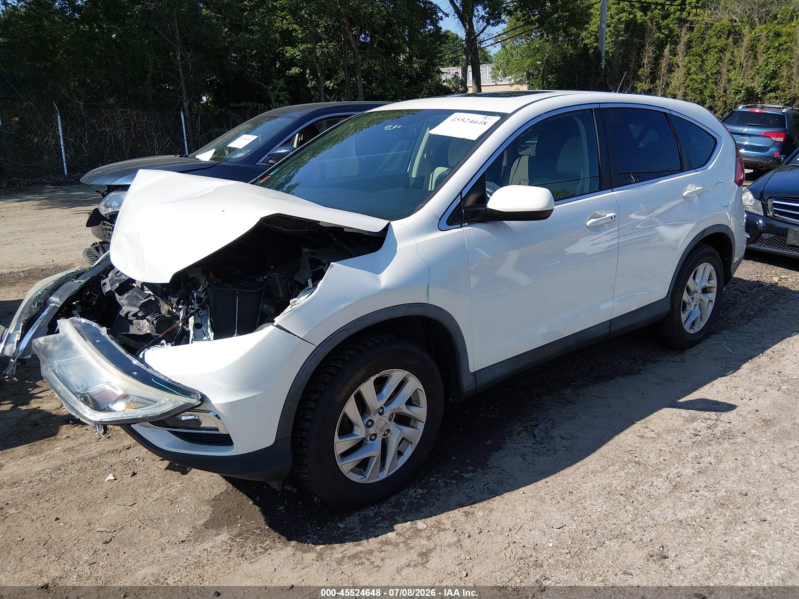 2015 Honda Cr-v Ex White vin: 5J6RM4H53FL107466