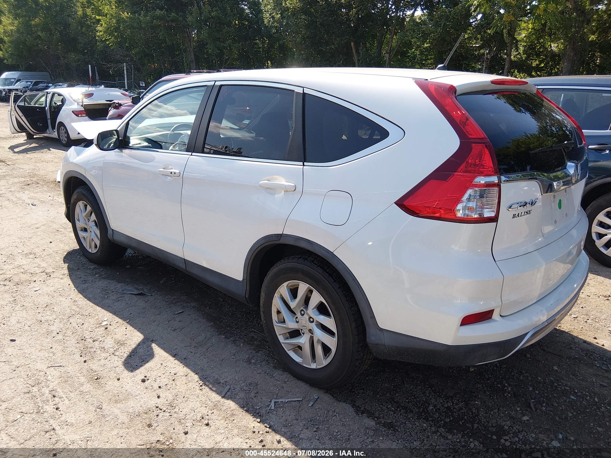 2015 Honda Cr-v Ex White vin: 5J6RM4H53FL107466