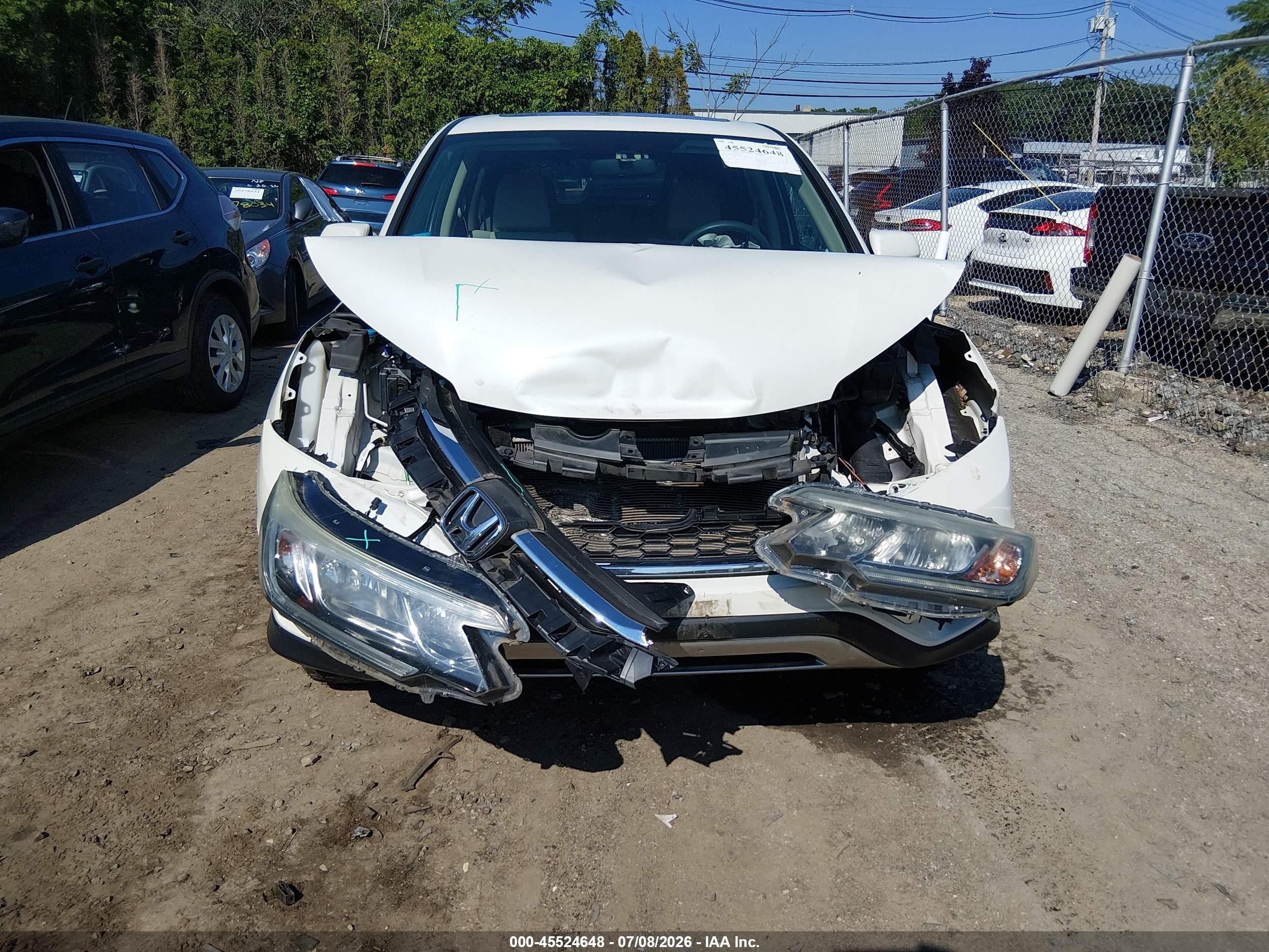 2015 Honda Cr-v Ex White vin: 5J6RM4H53FL107466