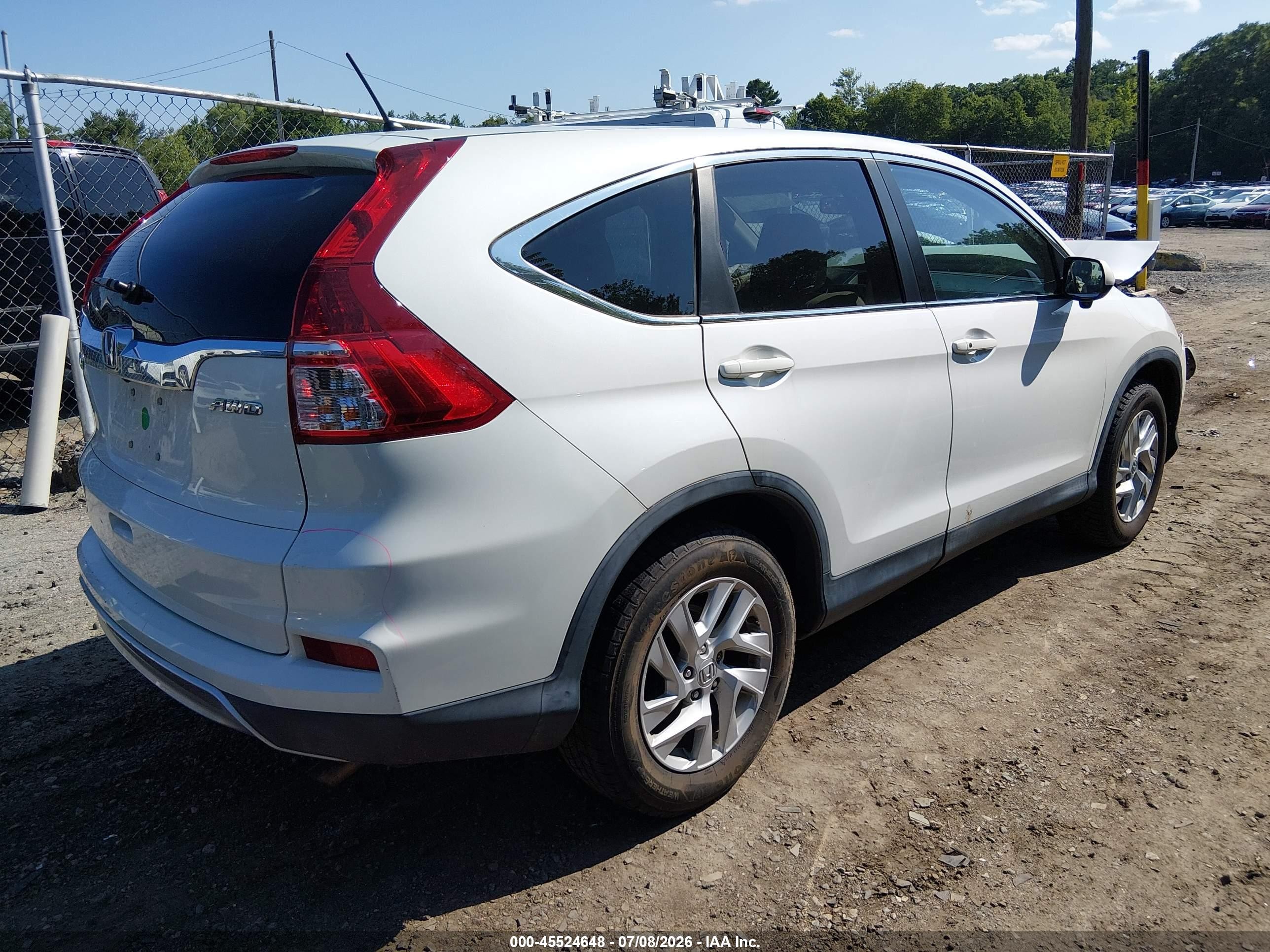 2015 Honda Cr-v Ex White vin: 5J6RM4H53FL107466