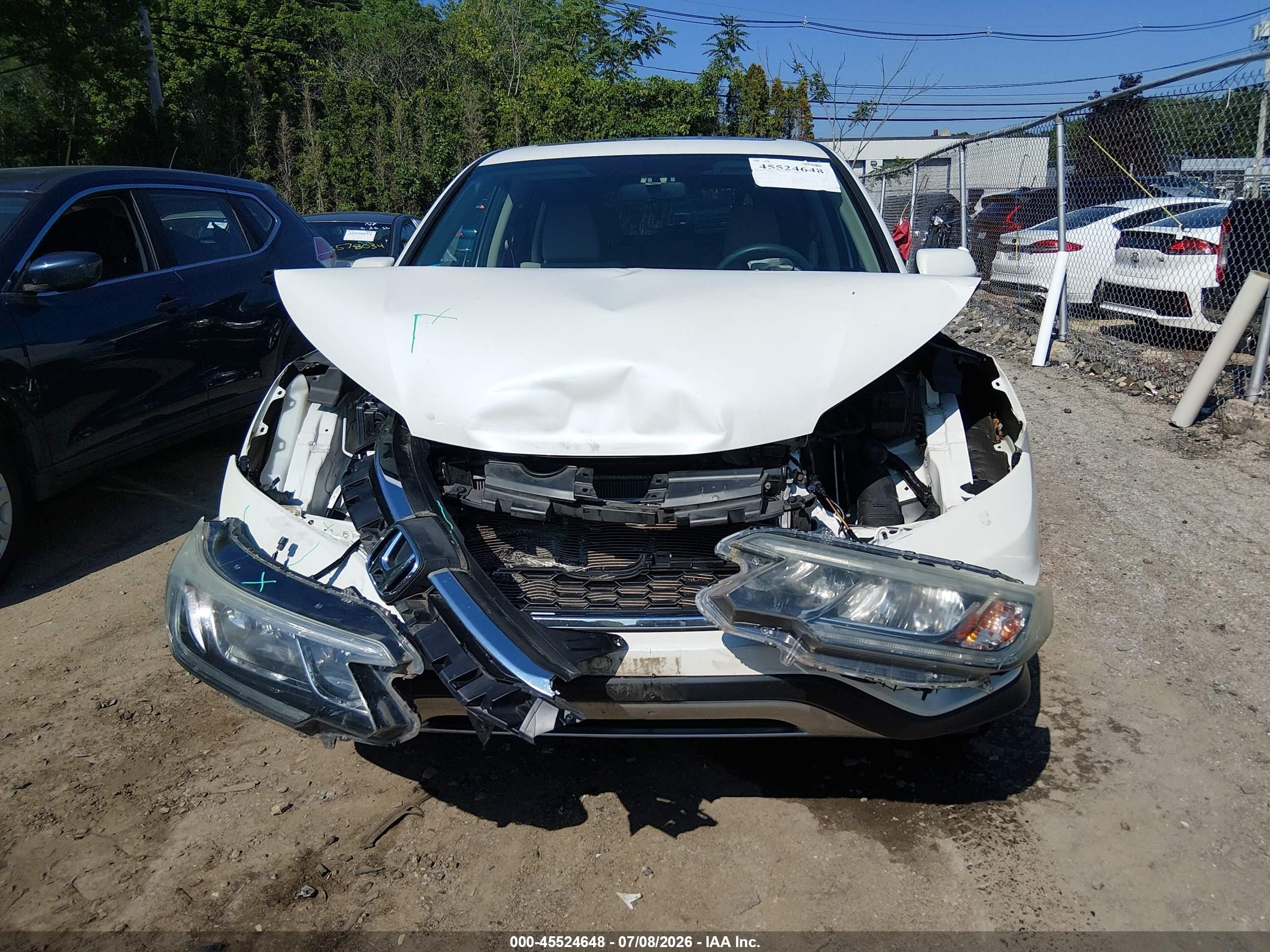 2015 Honda Cr-v Ex White vin: 5J6RM4H53FL107466