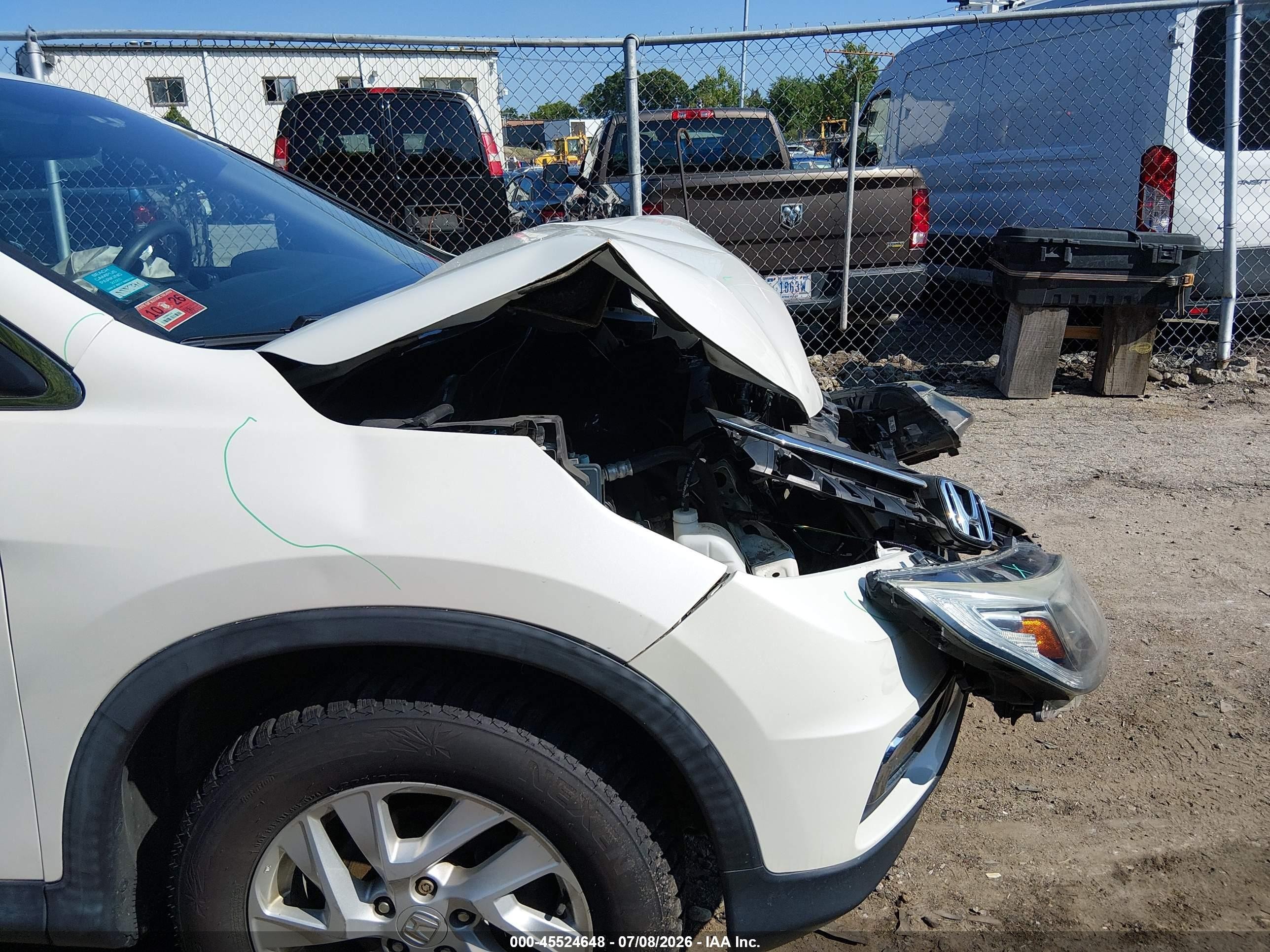 2015 Honda Cr-v Ex White vin: 5J6RM4H53FL107466