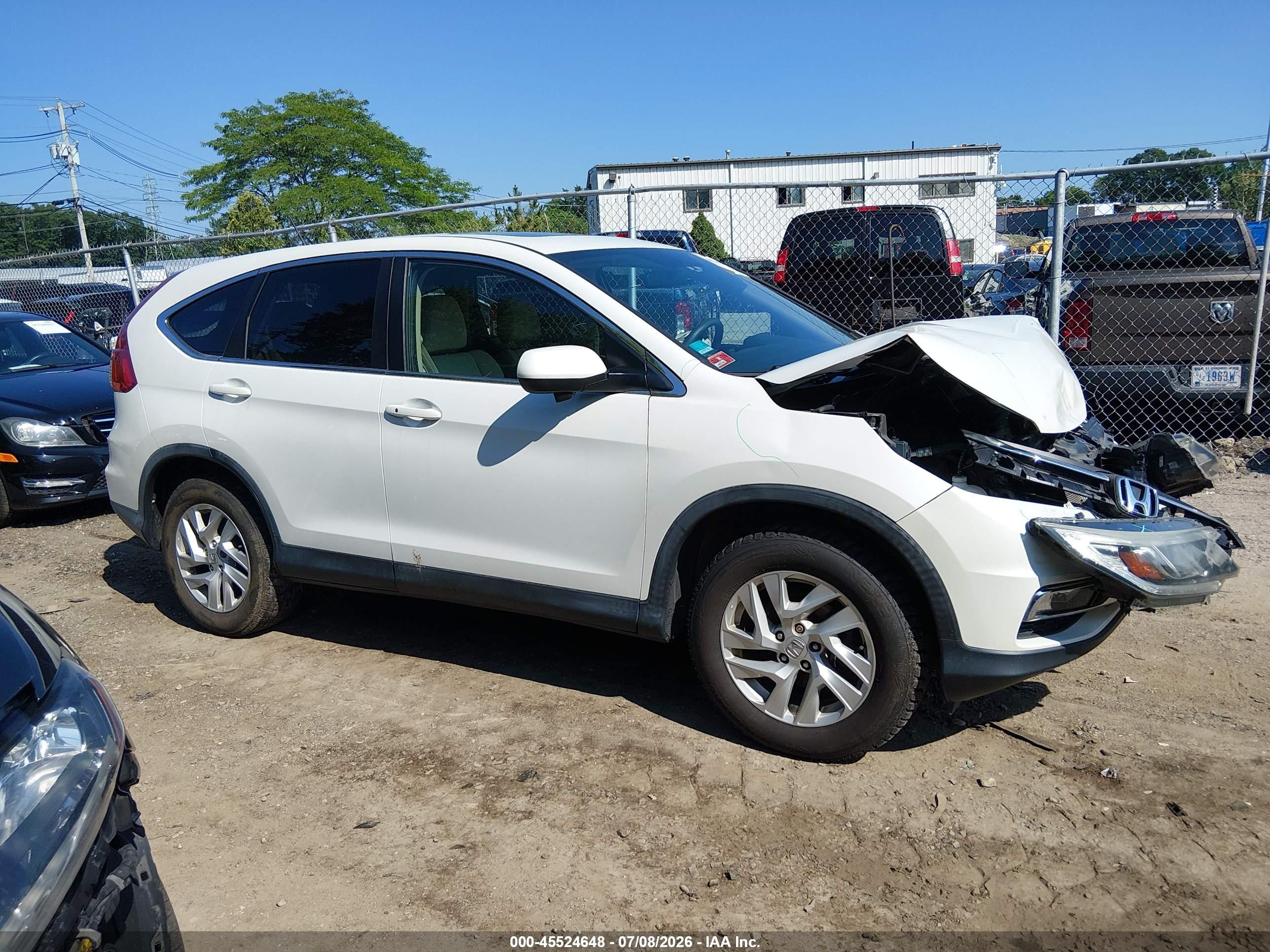 2015 Honda Cr-v Ex White vin: 5J6RM4H53FL107466