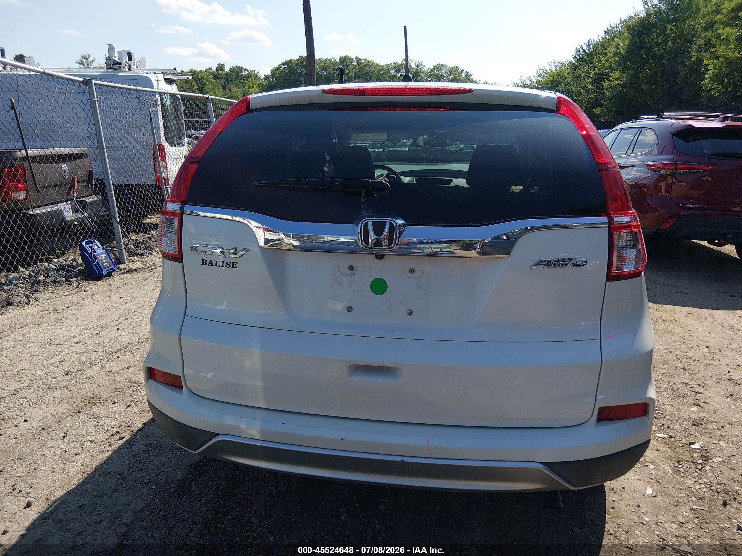 2015 Honda Cr-v Ex White vin: 5J6RM4H53FL107466