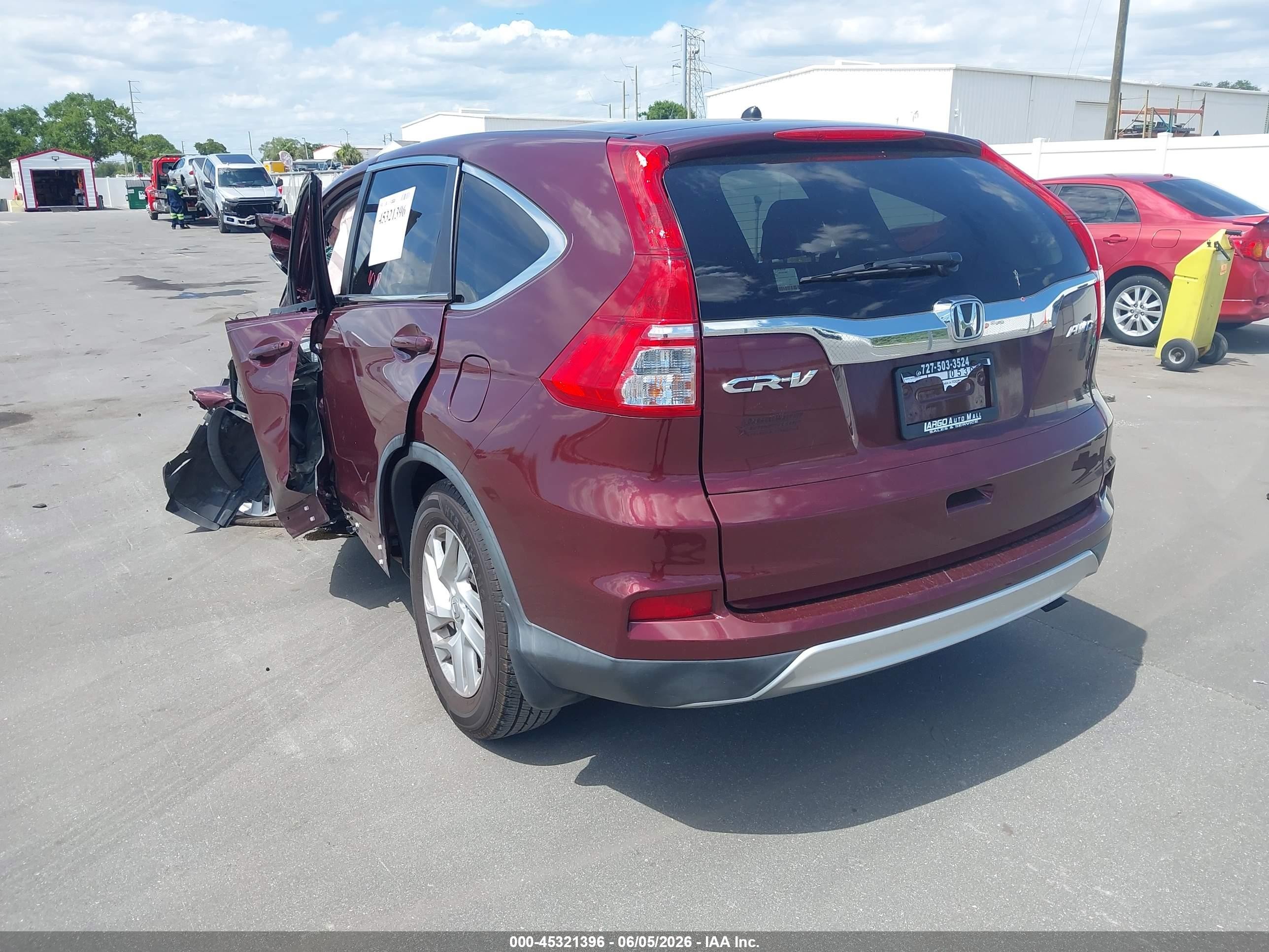 2015 Honda Cr-v Ex Maroon vin: 5J6RM4H53FL110870
