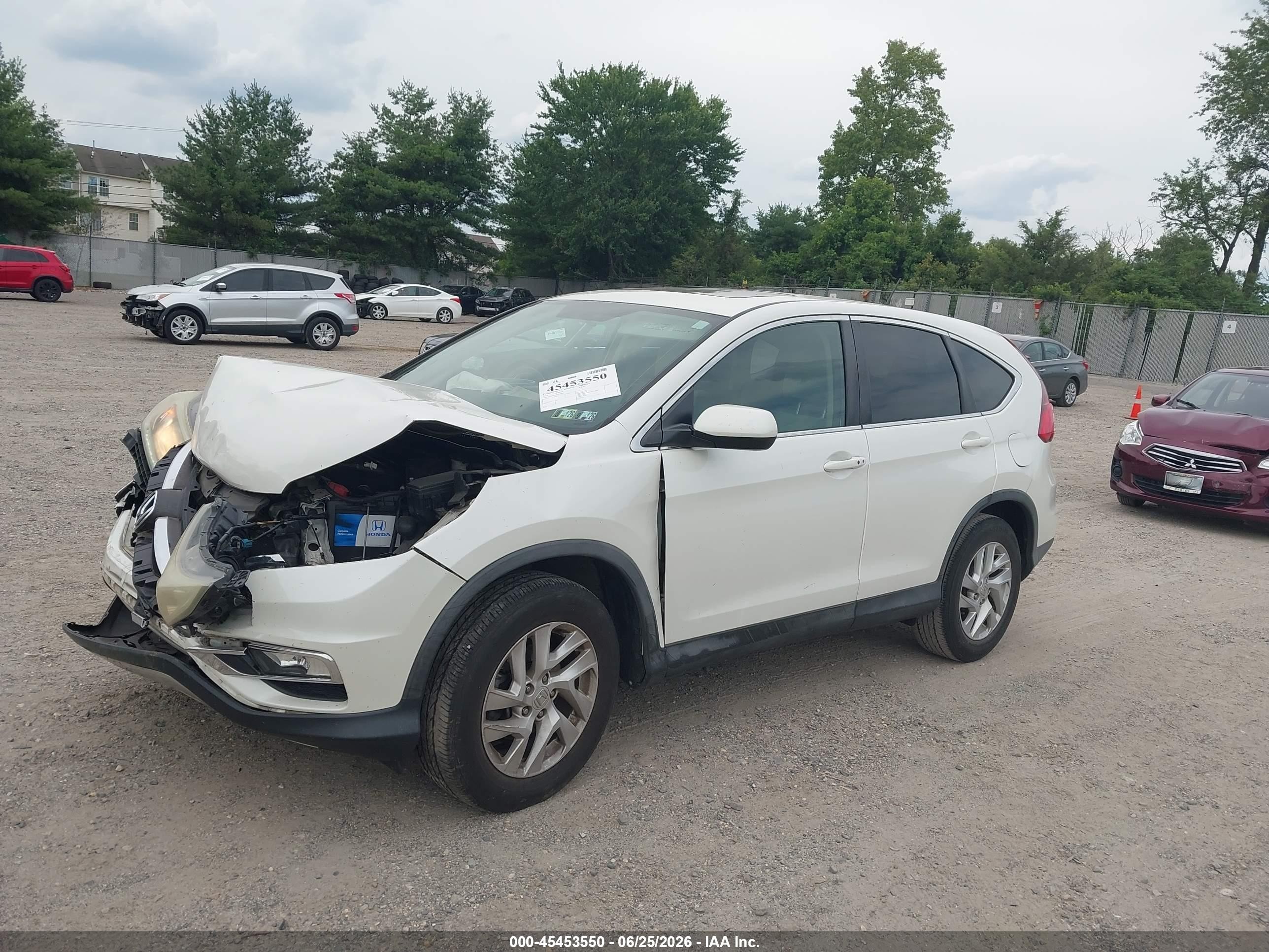 2015 Honda Cr-v Ex White vin: 5J6RM4H53FL126888
