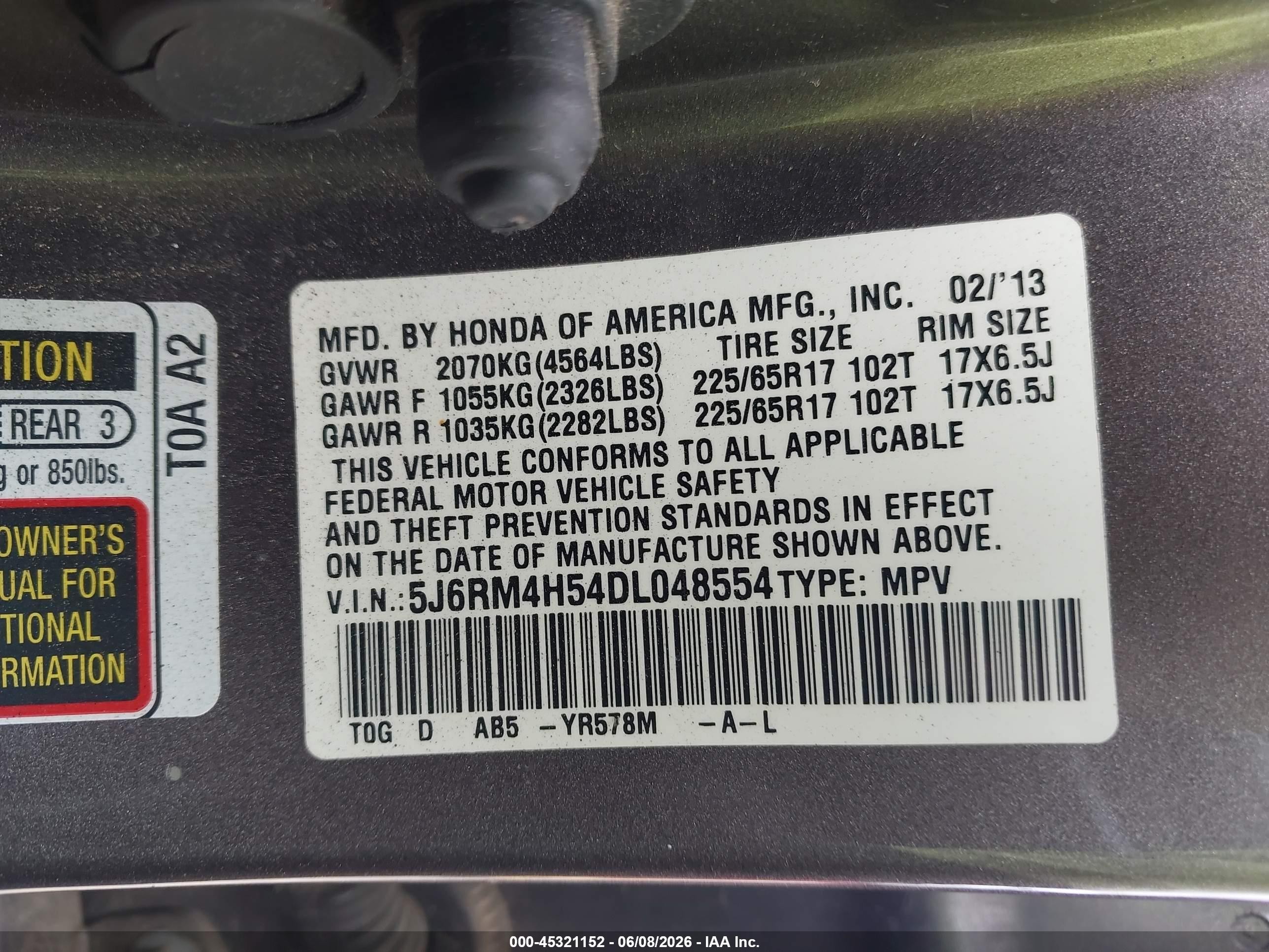 2013 Honda Cr-v Ex Brown vin: 5J6RM4H54DL048554