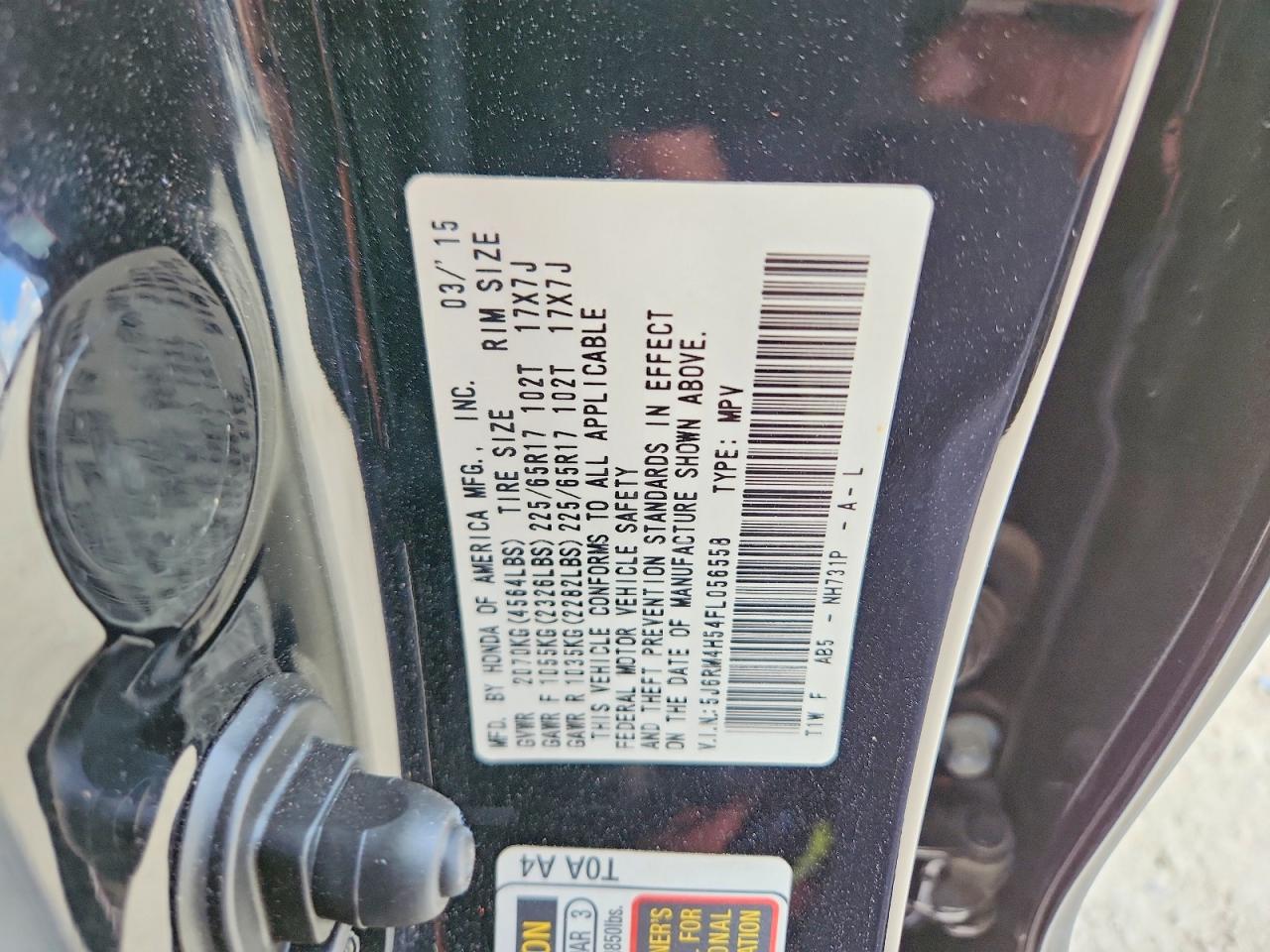 2015 Honda Cr-v Ex Black vin: 5J6RM4H54FL056558