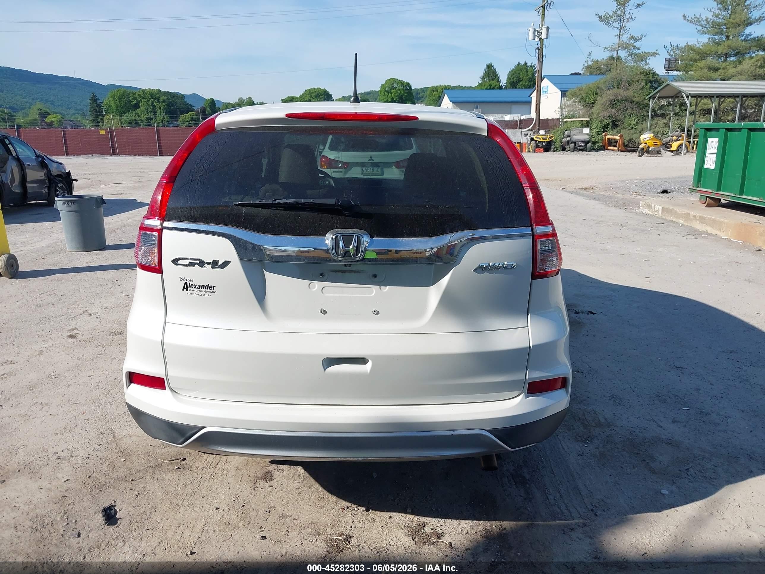 2015 Honda Cr-v Ex White vin: 5J6RM4H54FL130559