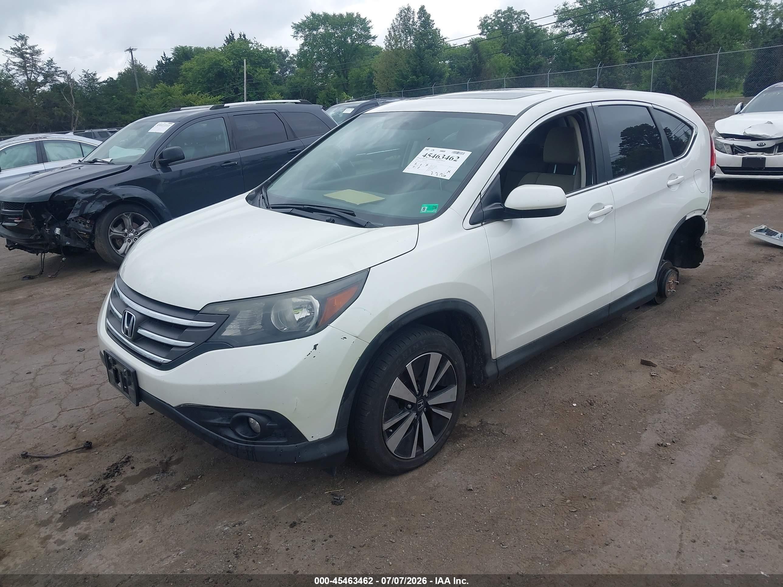 2014 Honda Cr-v Ex White vin: 5J6RM4H55EL115308
