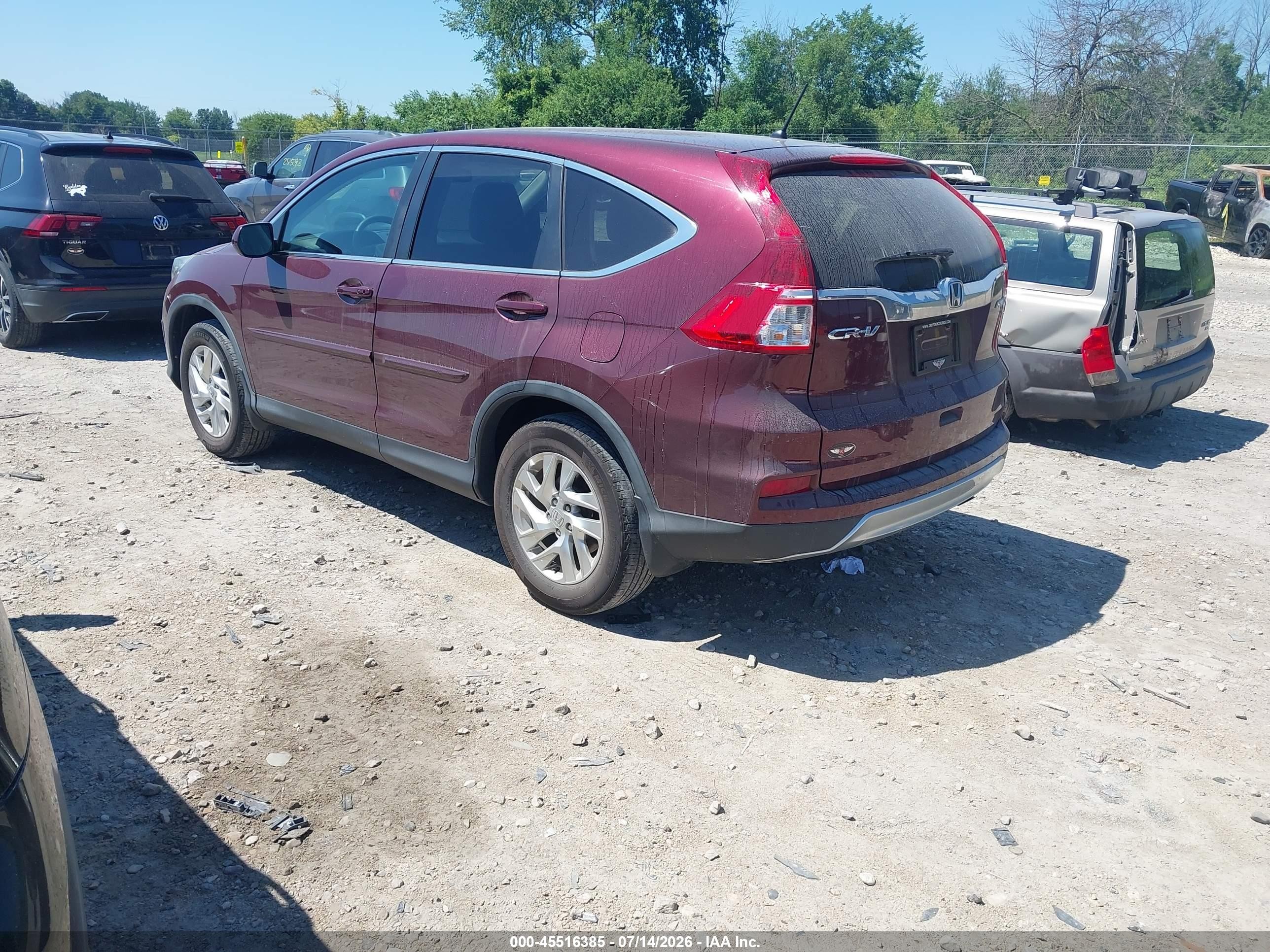 2015 Honda Cr-v Ex Maroon vin: 5J6RM4H55FL007448