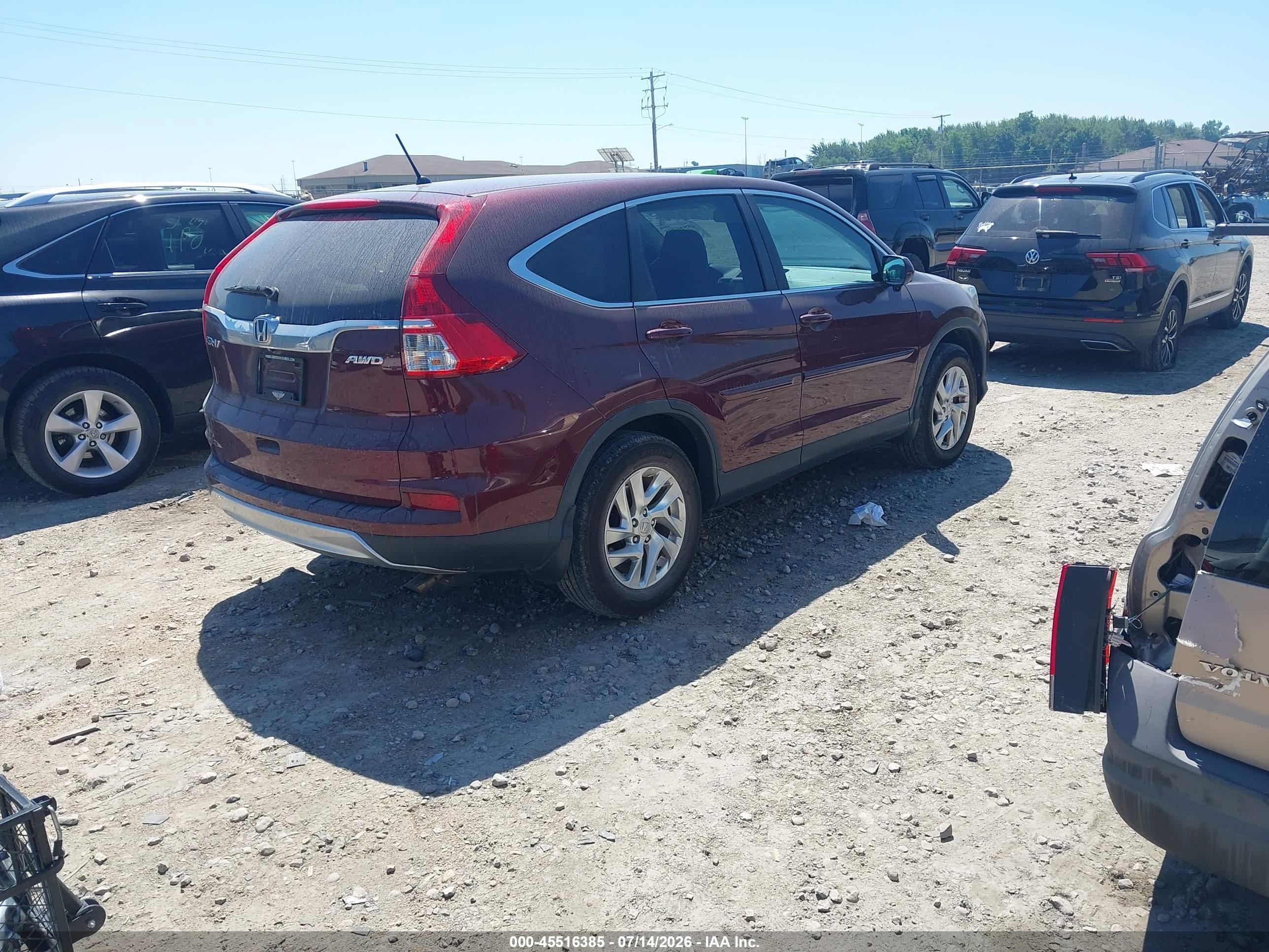 2015 Honda Cr-v Ex Maroon vin: 5J6RM4H55FL007448