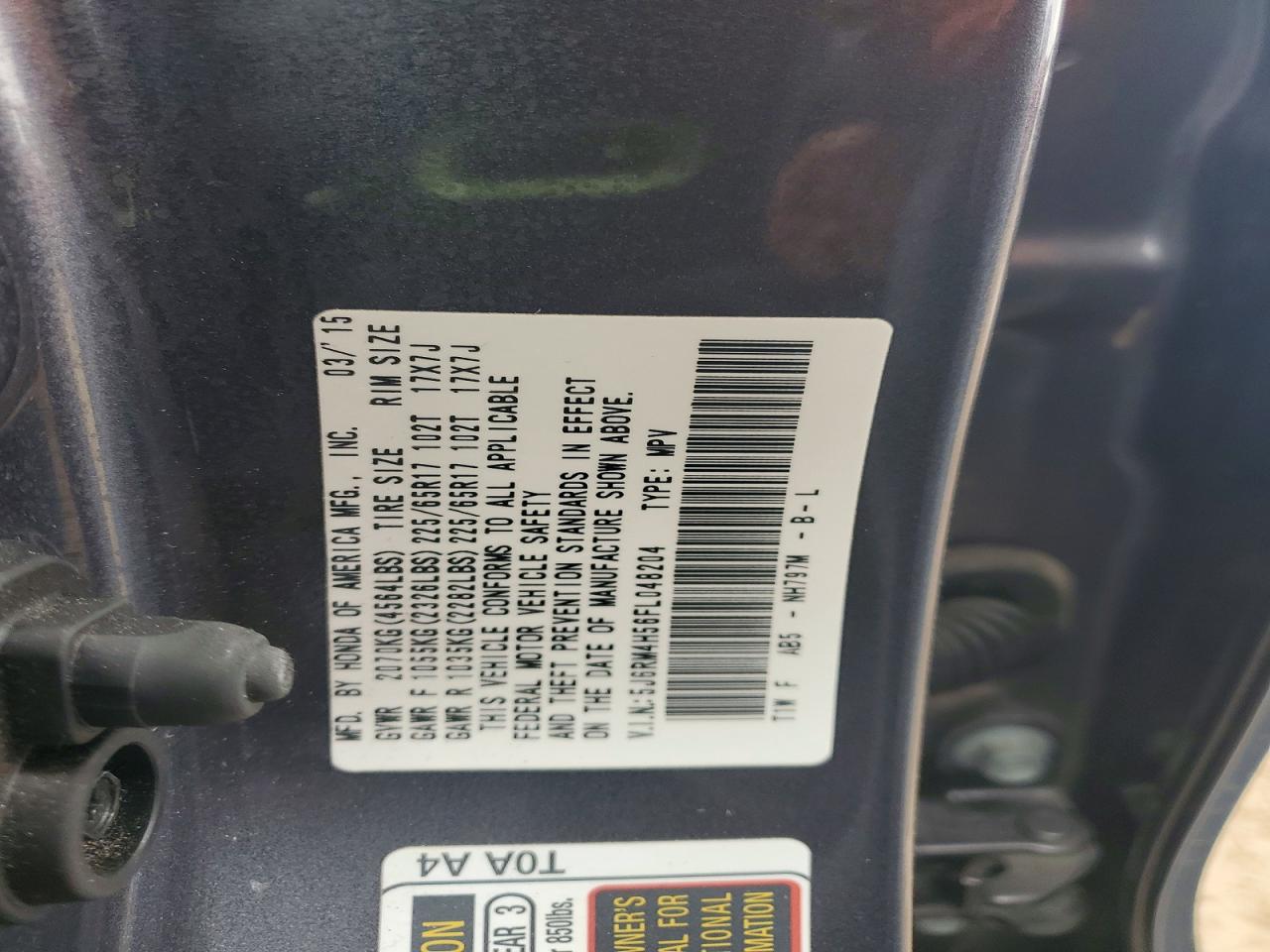 2015 Honda Cr-v Ex Черный vin: 5J6RM4H56FL048204