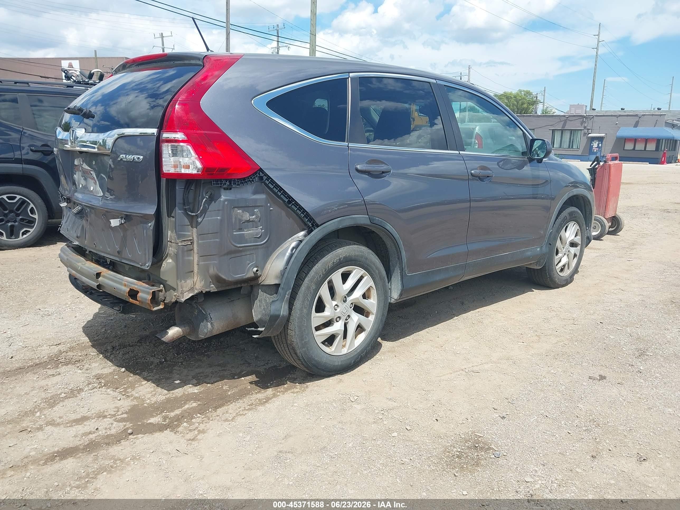 2015 Honda Cr-v Ex Gray vin: 5J6RM4H56FL058201