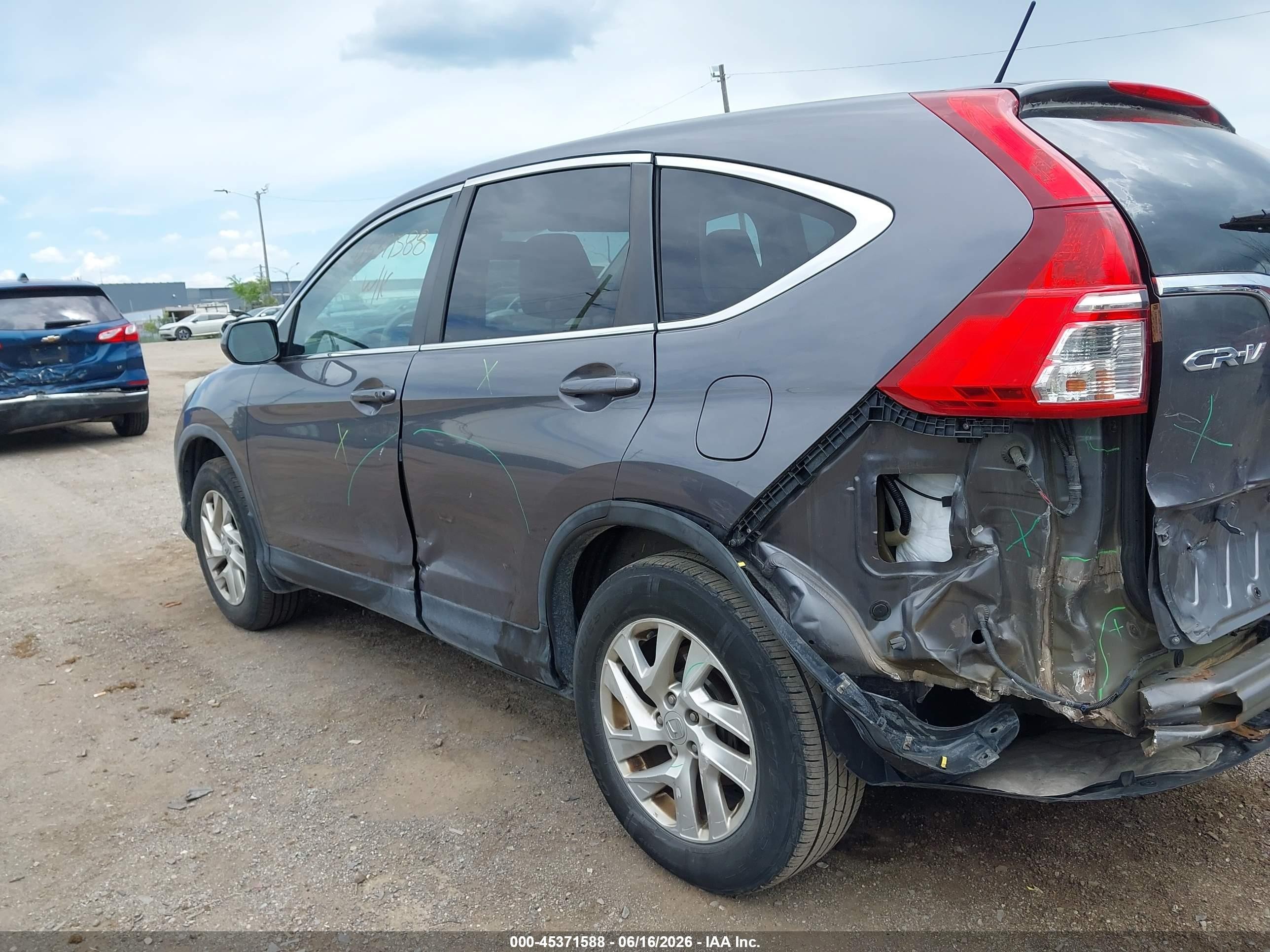 2015 Honda Cr-v Ex Gray vin: 5J6RM4H56FL058201