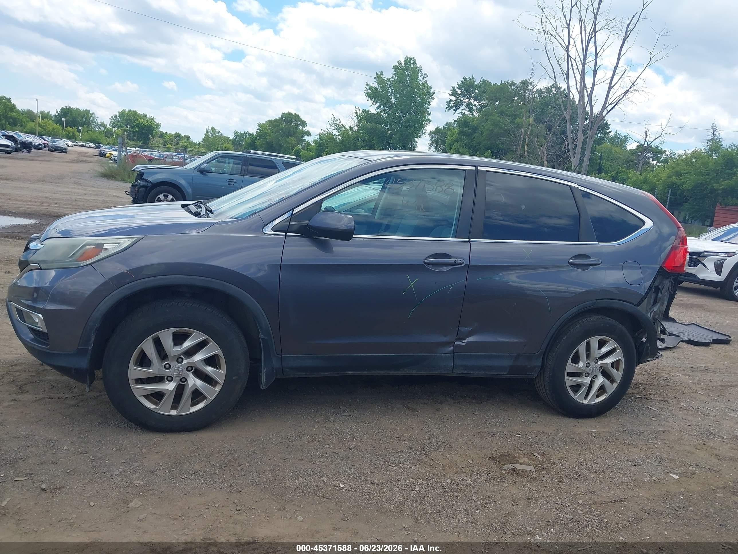 2015 Honda Cr-v Ex Gray vin: 5J6RM4H56FL058201