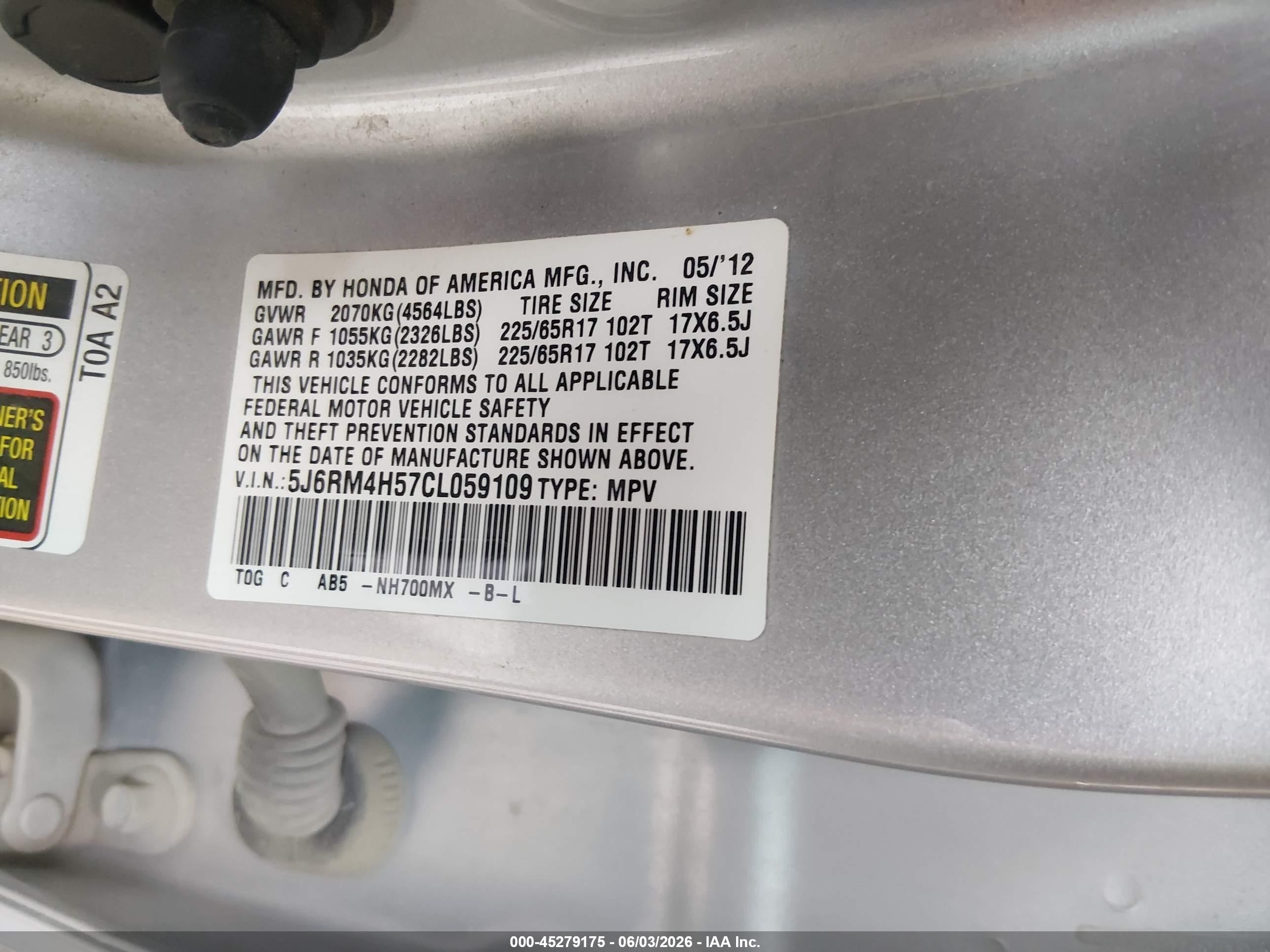 2012 Honda Cr-v Ex Silver vin: 5J6RM4H57CL059109
