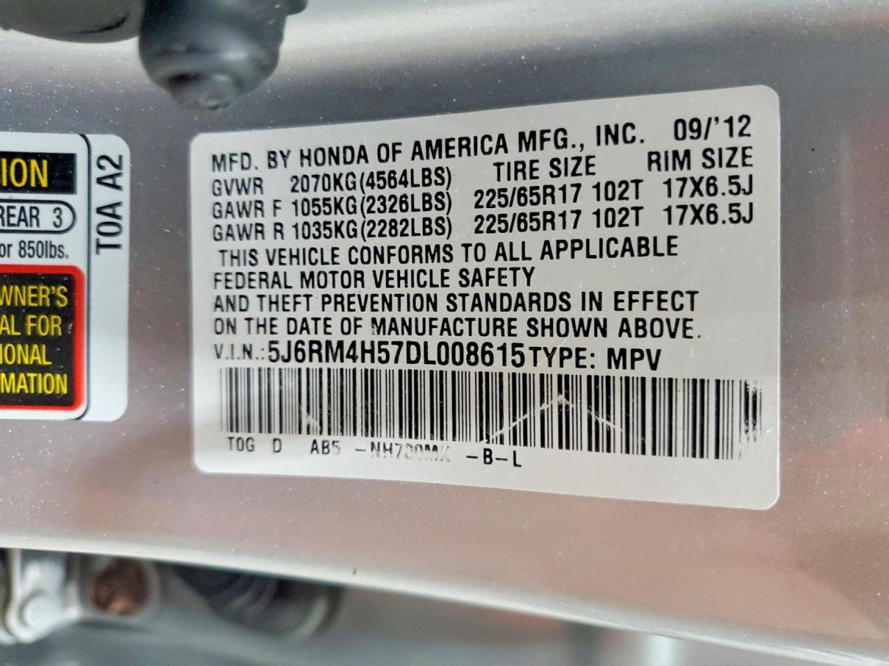 2013 Honda Cr-v Ex Silver vin: 5J6RM4H57DL008615