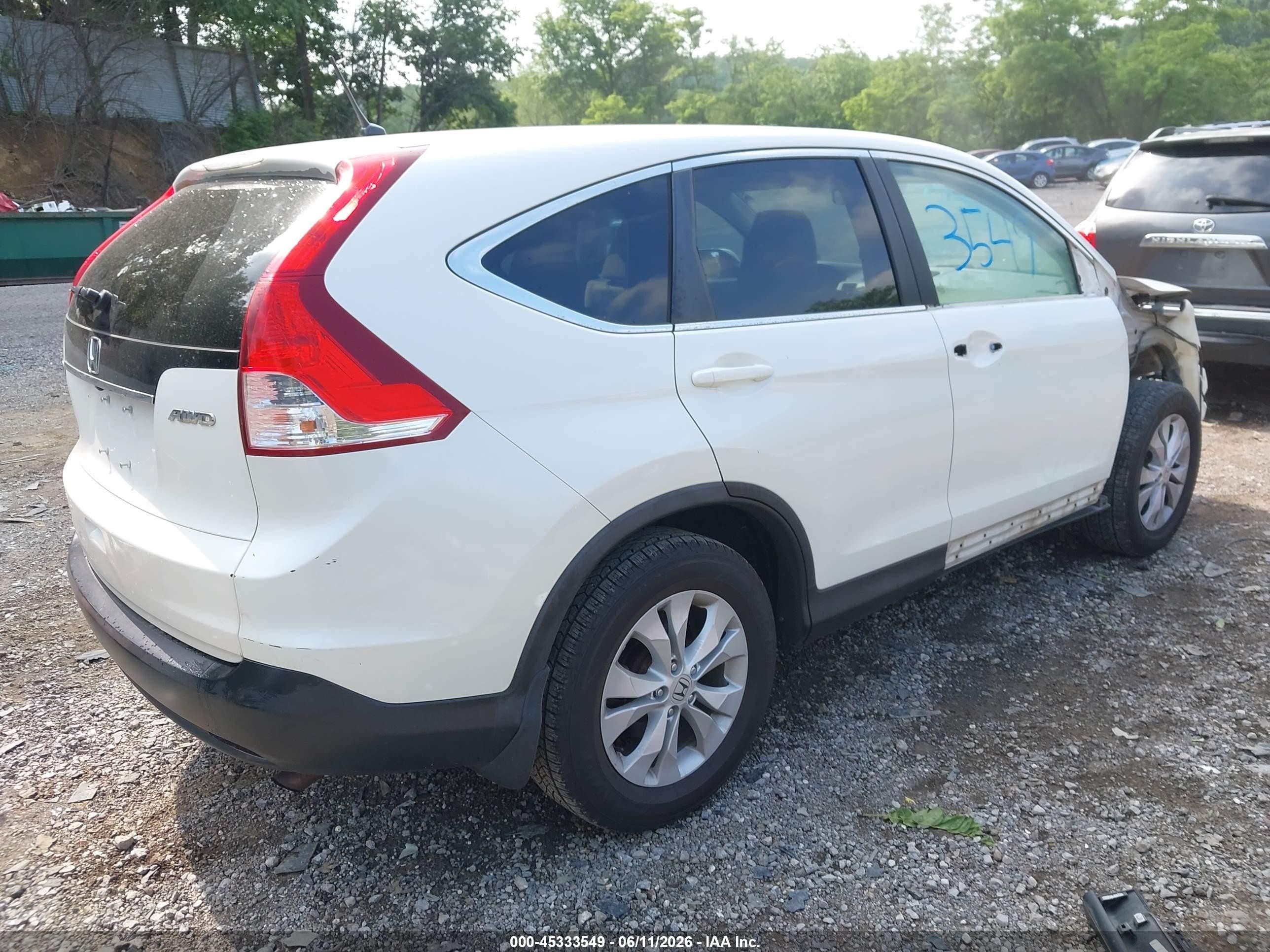2014 Honda Cr-v Ex White vin: 5J6RM4H57EL021012