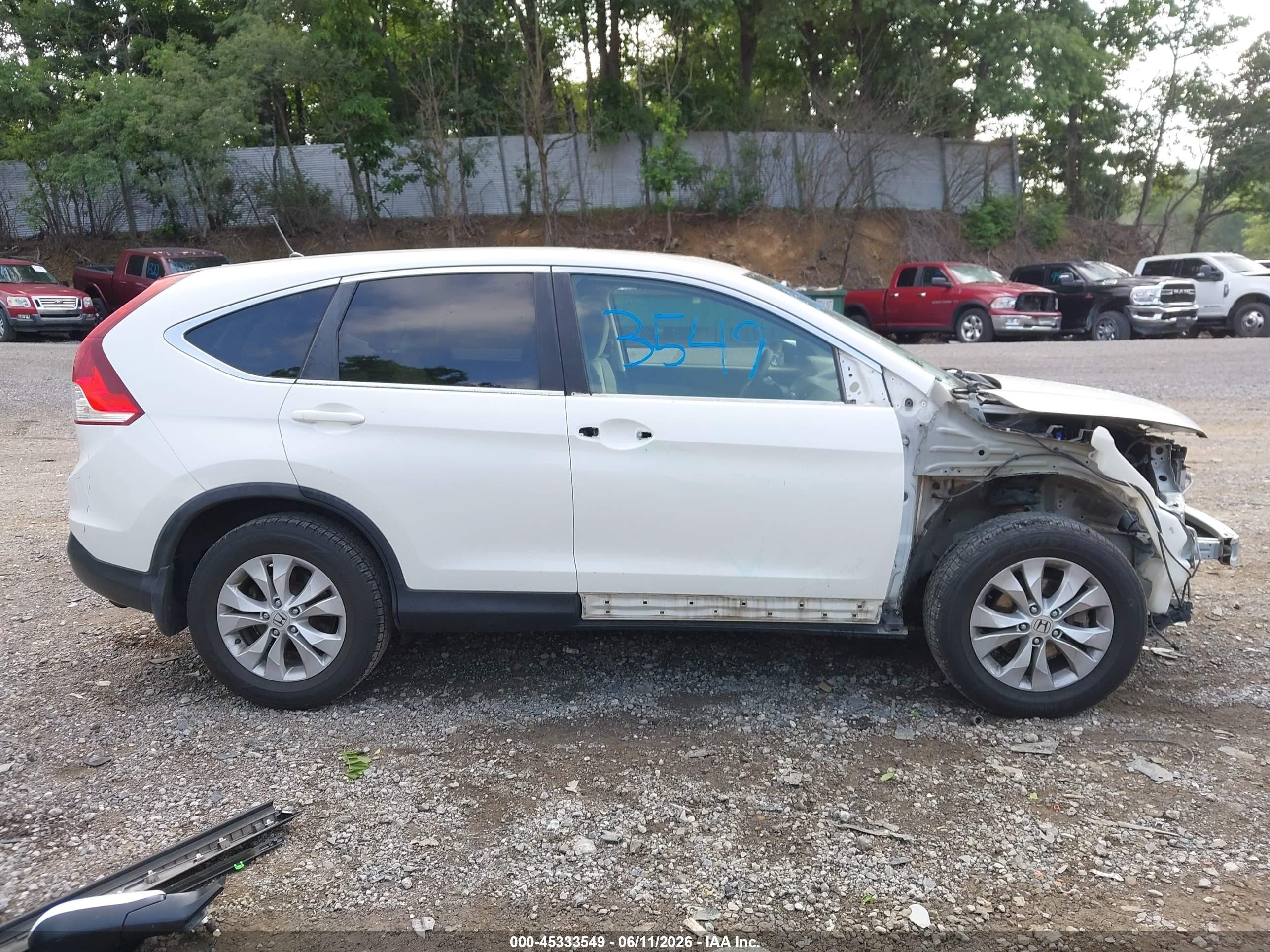 2014 Honda Cr-v Ex White vin: 5J6RM4H57EL021012