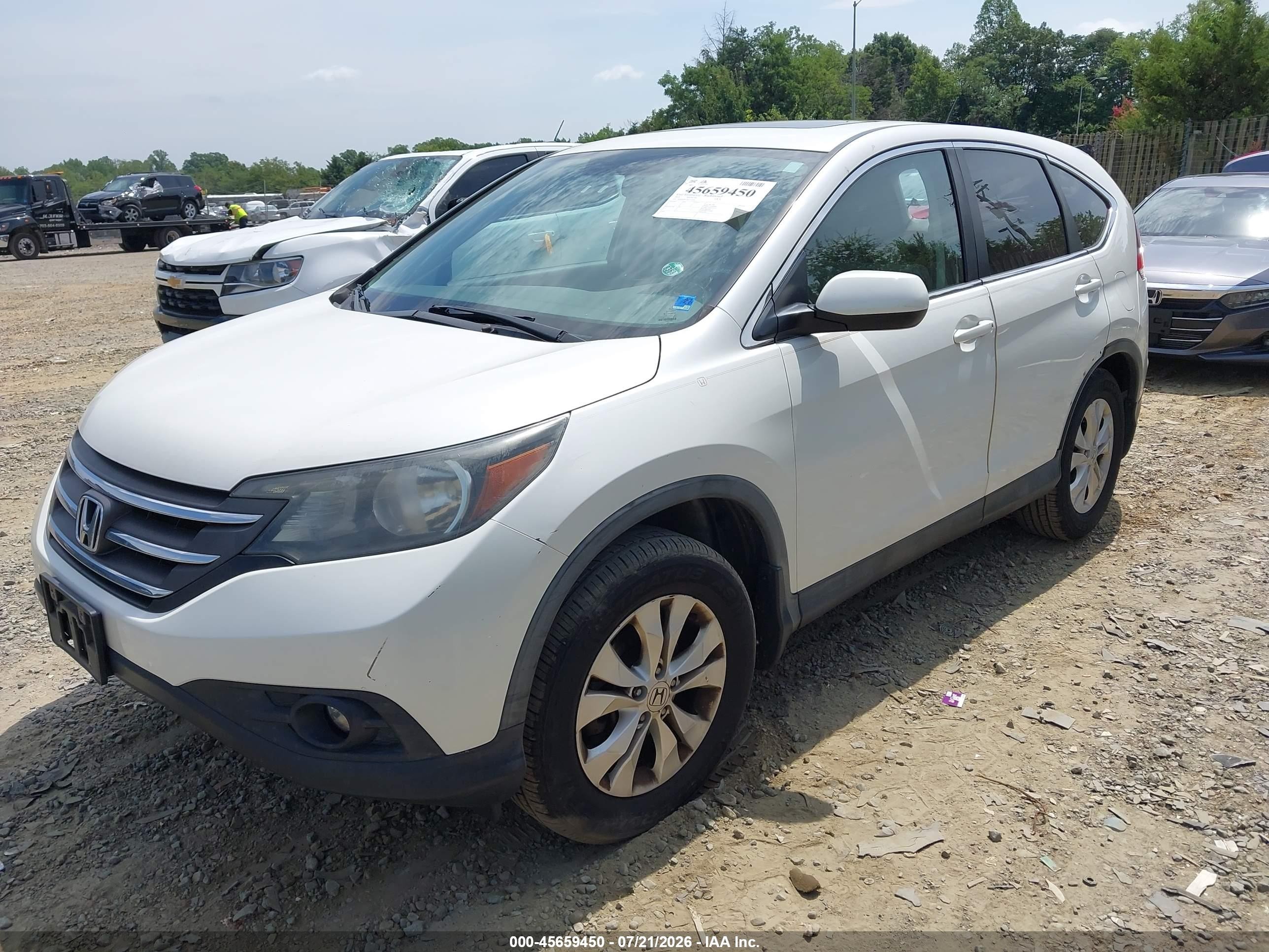 2014 Honda Cr-v Ex White vin: 5J6RM4H57EL027294