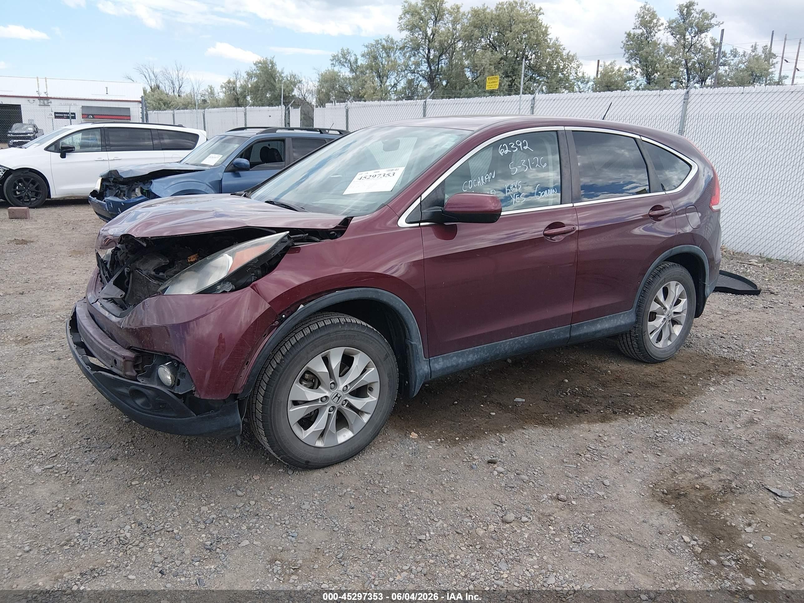 2014 Honda Cr-v Ex Maroon vin: 5J6RM4H57EL067519