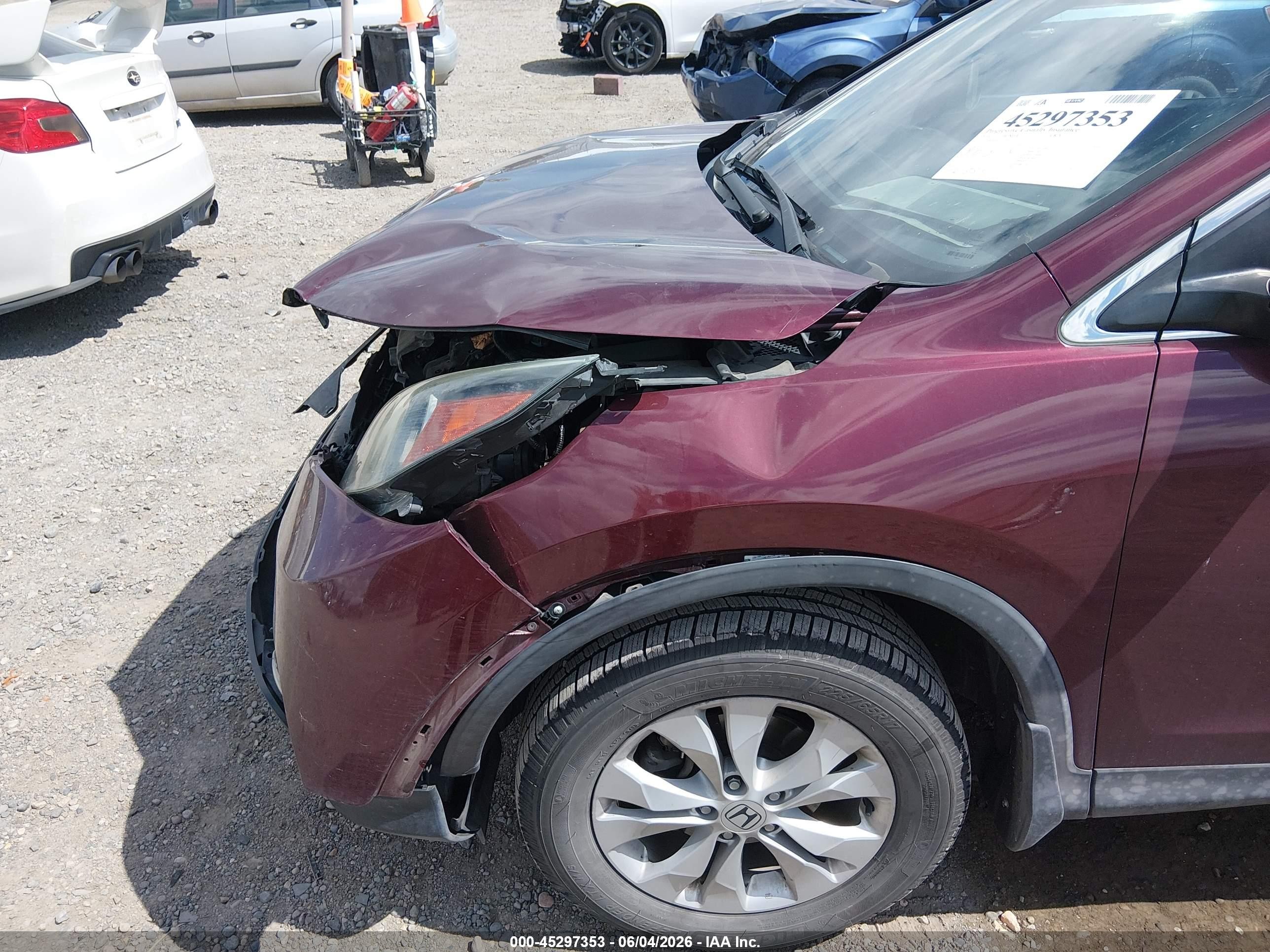 2014 Honda Cr-v Ex Maroon vin: 5J6RM4H57EL067519