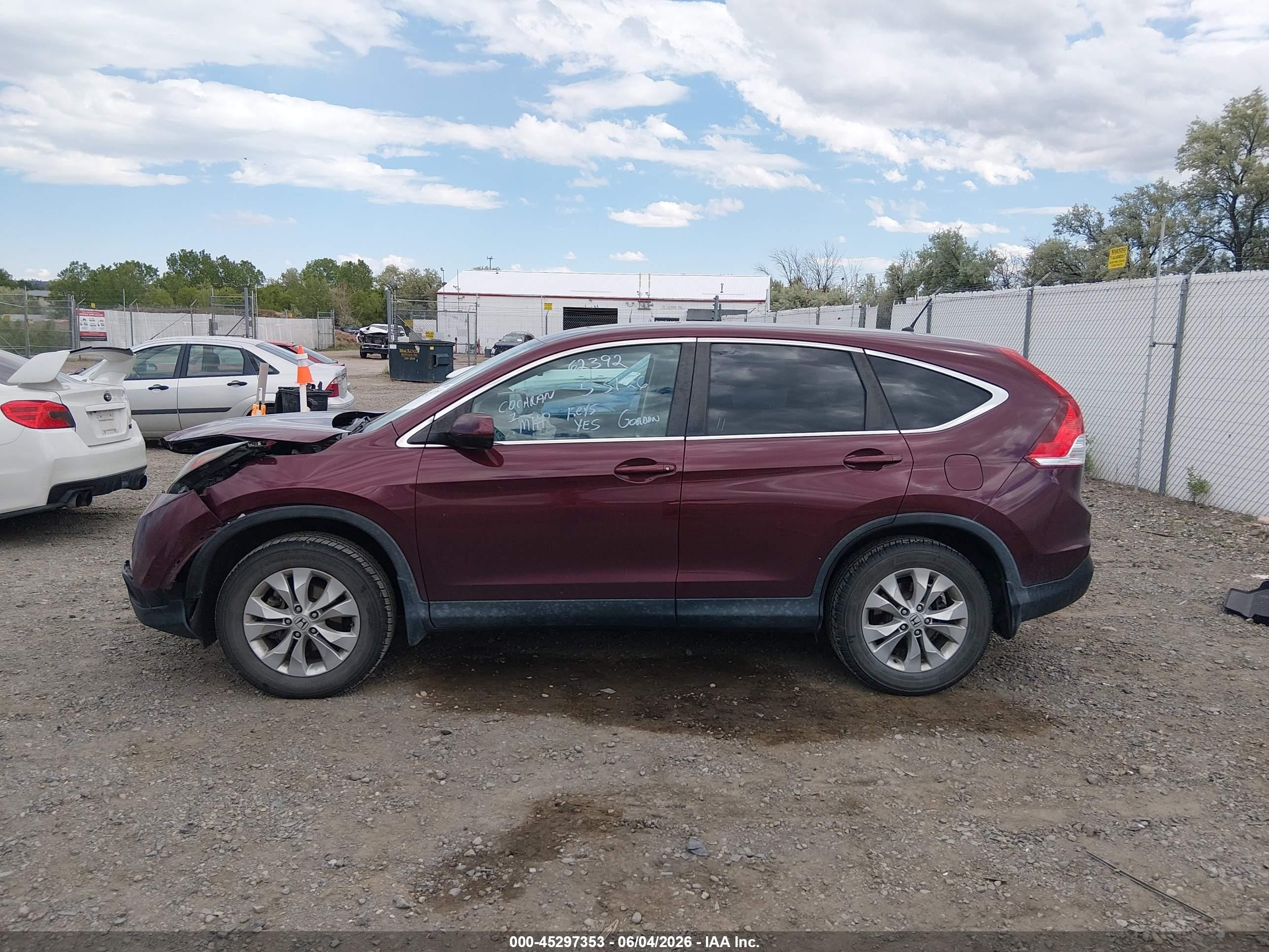 2014 Honda Cr-v Ex Maroon vin: 5J6RM4H57EL067519