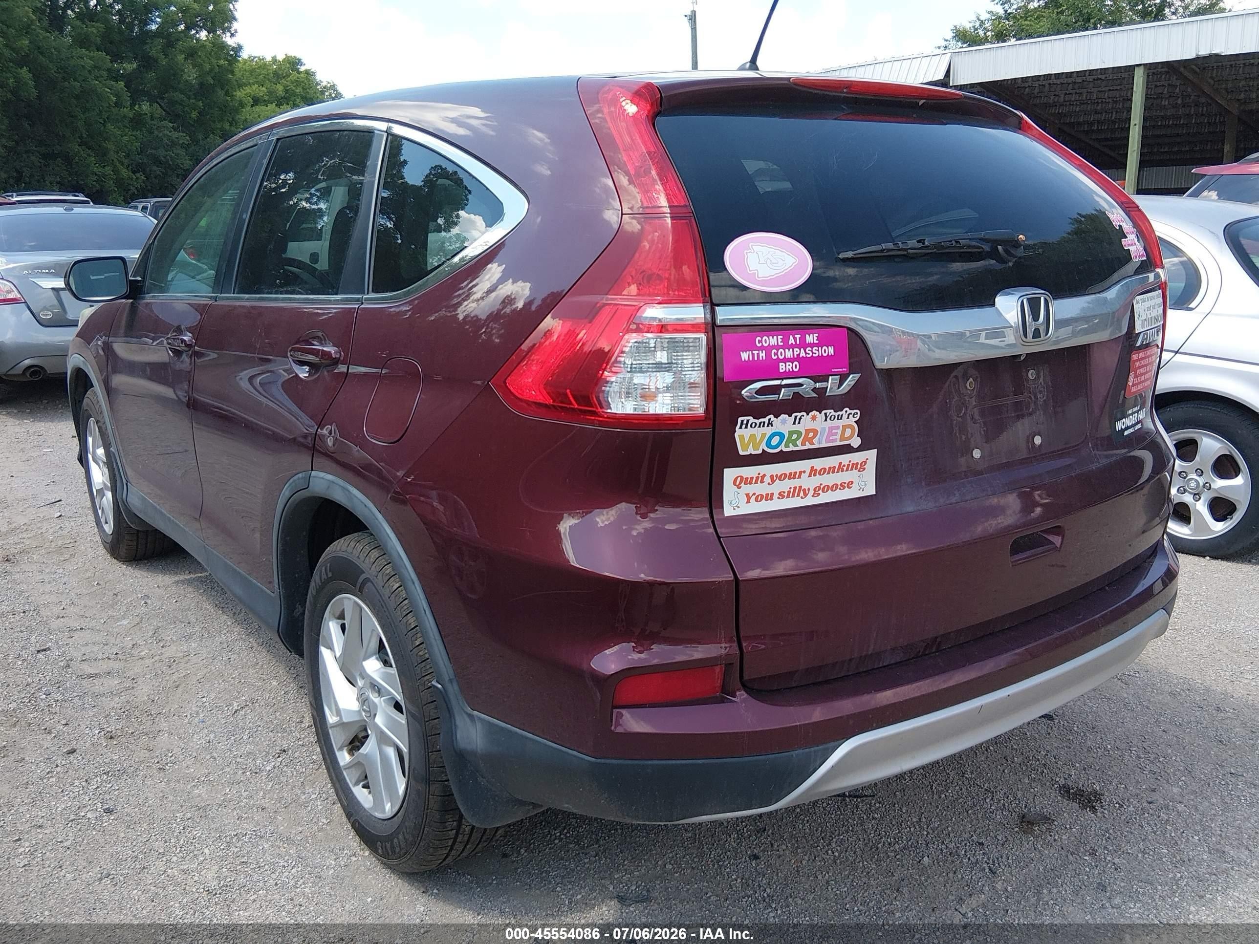 2015 Honda Cr-v Ex Burgundy vin: 5J6RM4H57FL007418