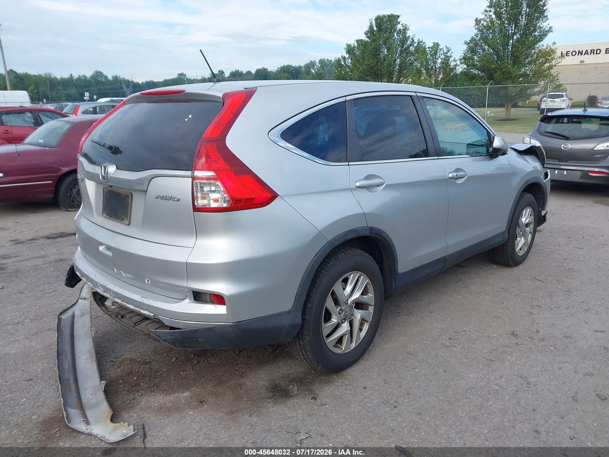 2015 Honda Cr-v Ex Silver vin: 5J6RM4H57FL031198