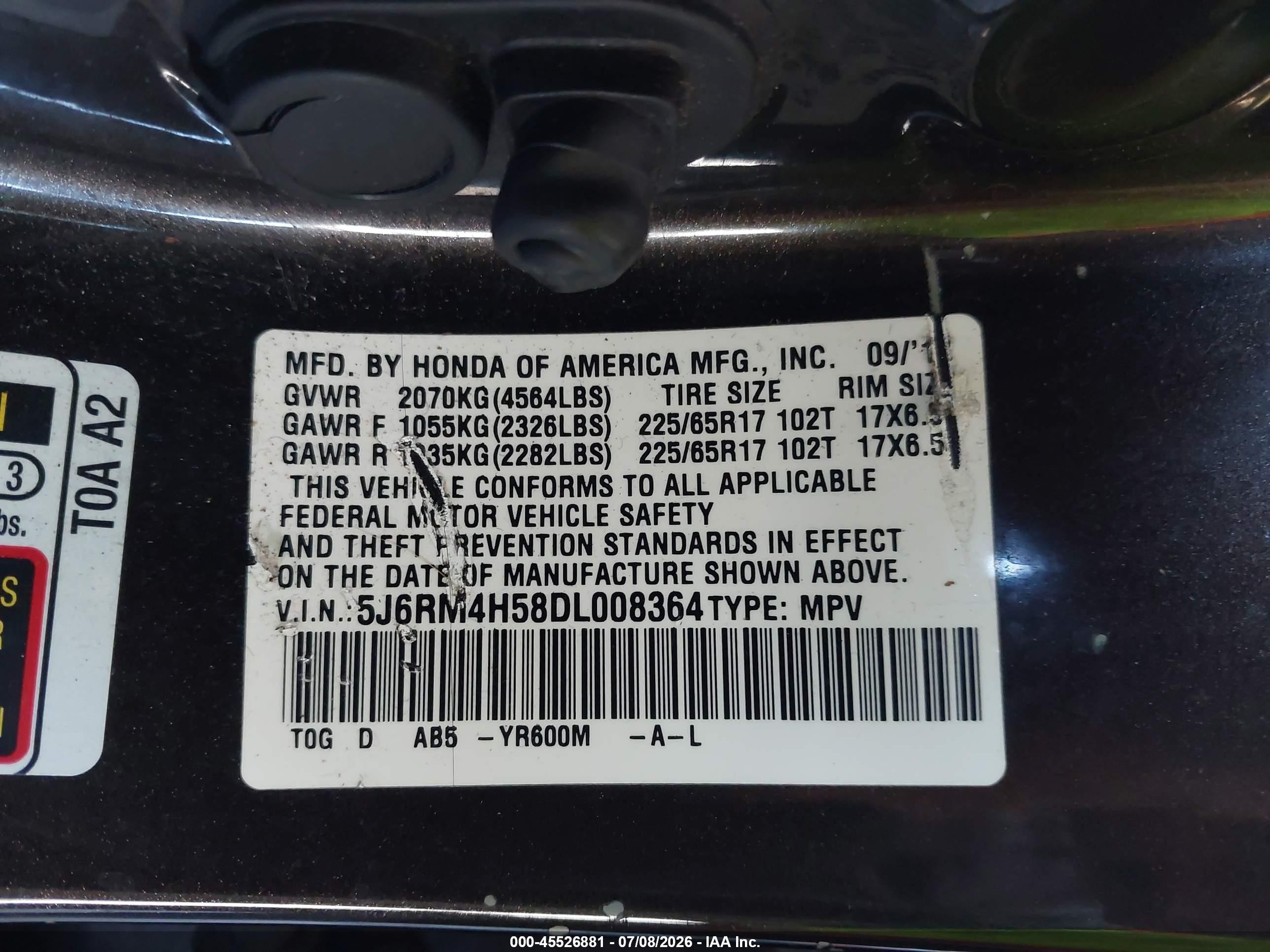 2013 Honda Cr-v Ex Черный vin: 5J6RM4H58DL008364